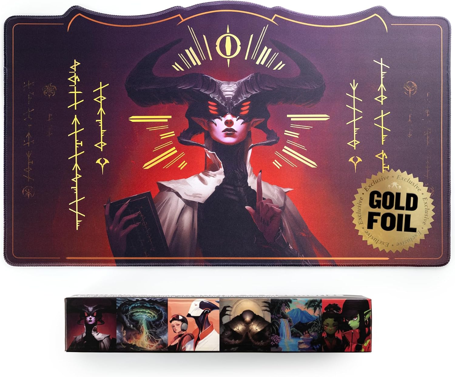 Alfies! The Whispering One – Legendary Crown Playmat | Hand-Foiled Gold Details | Perfect Trading Card Gift | Custom Shape Design | Compatible with Magic | MTG playmat