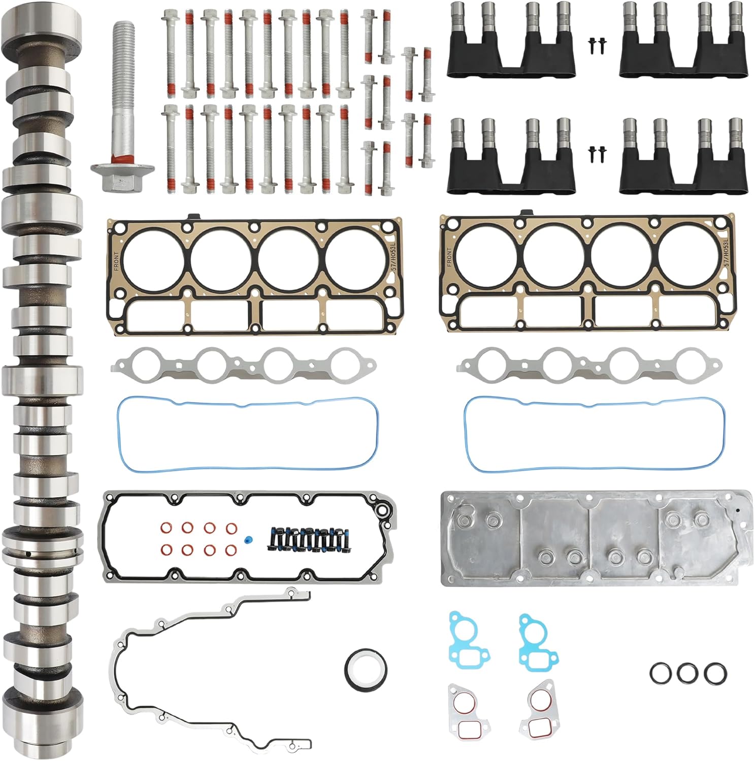 5.3 NON AFM DOD Camshaft & Head Gasket Set Bolts Fit For Chevrolet GMC Buick Isuzu Rainier 9-7X Ascender Truck & SUV Cam Lifters Bolts 2007-2013 5.3L 12576400 HS26191PT
