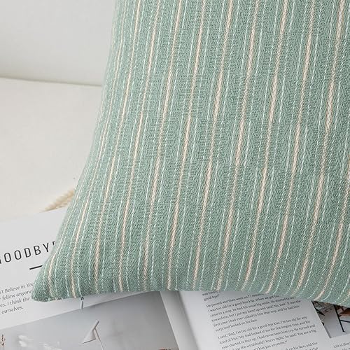 Miniatura 2 de Kevin Textile - Juego de 2 fundas de almohada decorativas de primavera, lino y arpillera sólida, estilo bohemio, textura tejida, moderna, para sofá,