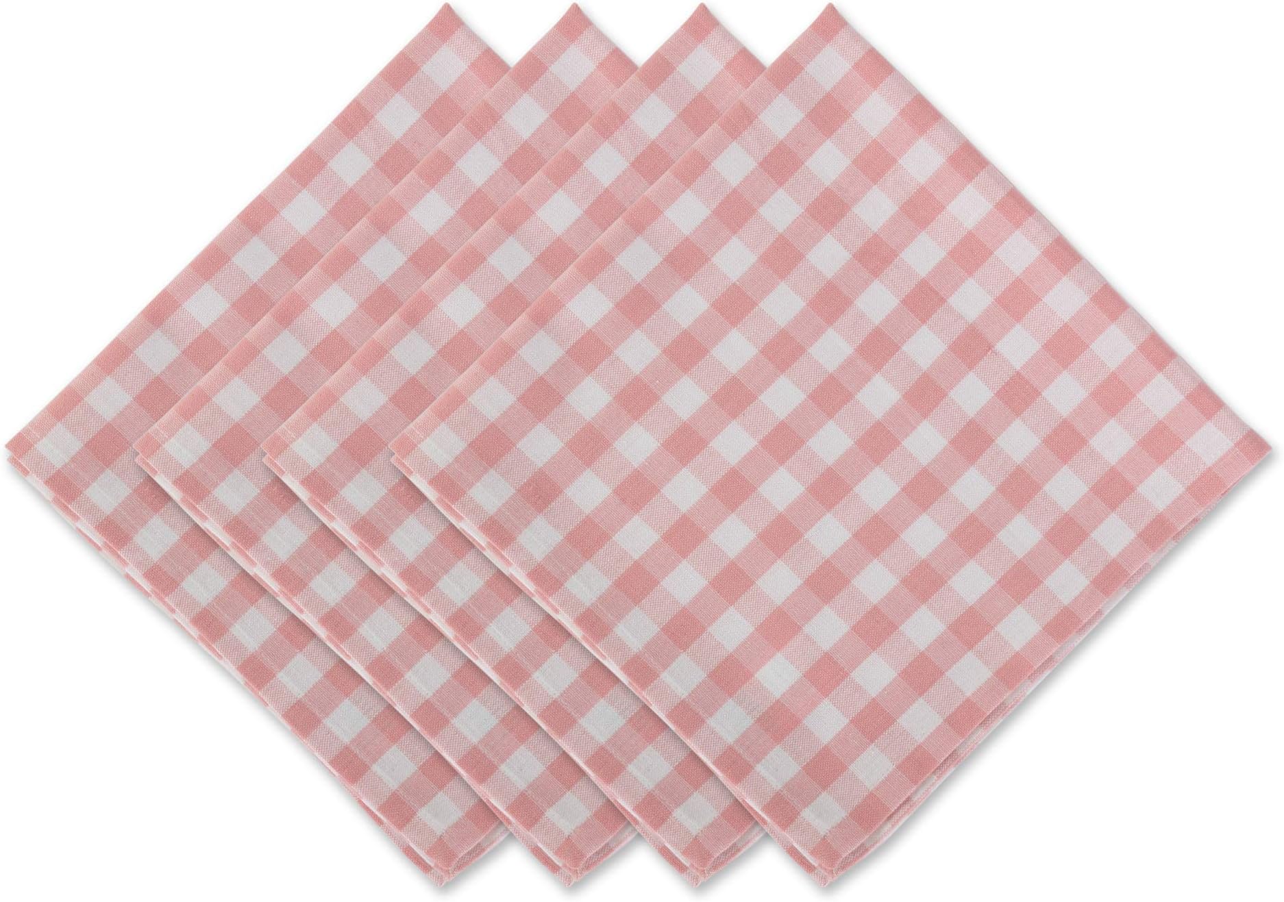 DII Gingham Check Tabletop Collection, Pink, Napkin Set