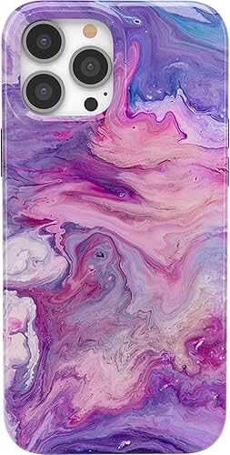 Casely Funda para iPhone 13 Pro Max Compatible con MagSafe Funda de mármol morado Tie Dying Over You