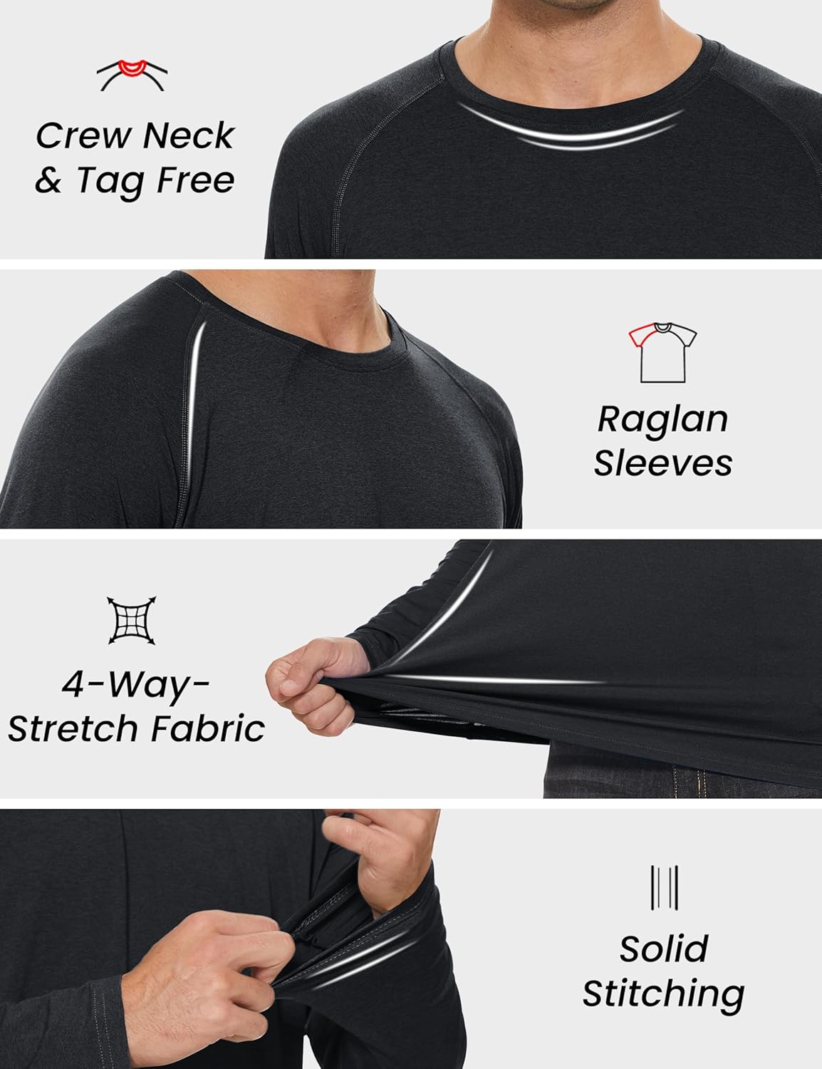 MAGCOMSEN Men's Long Sleeve Shirt Quick Dry UPF 50+ Sun Protection Lightweight T-Shirt Athletic Workout Fishing Tee - Image 5