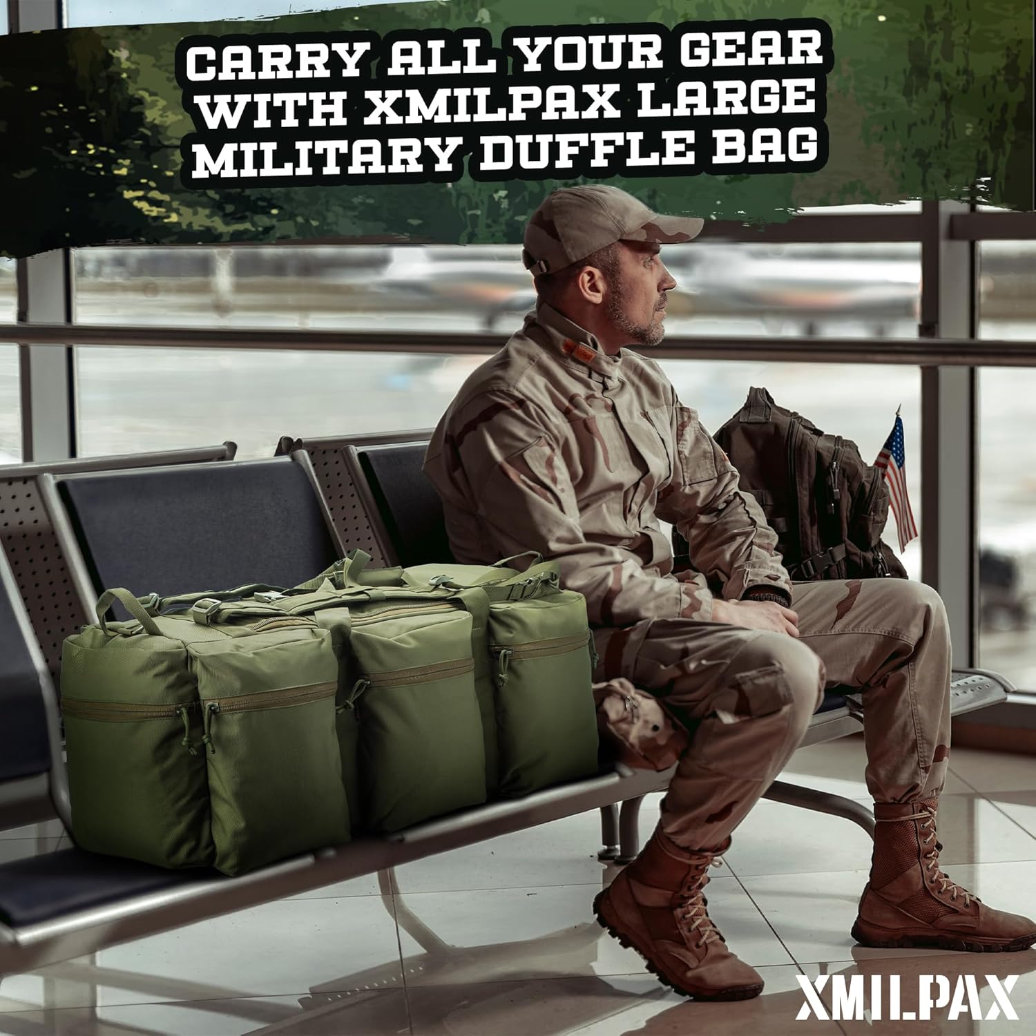 100L Large Military Duffle Bag Deployment Duffel Bag Sports Equipment Travel Luggage Bag with Detachable Backpack Straps… - Image 7