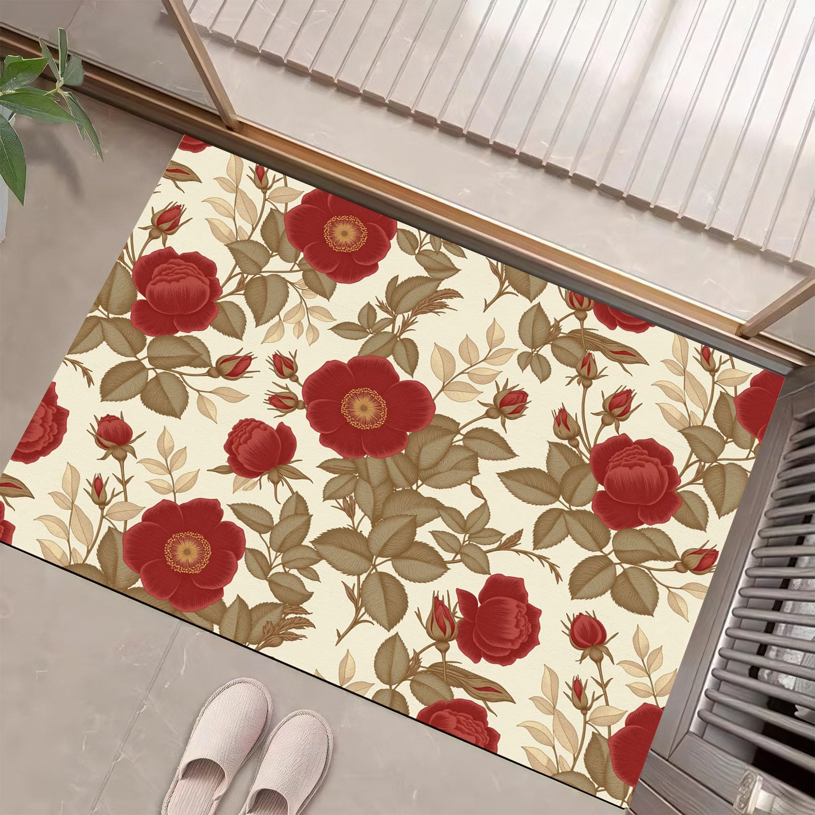 Paillasson de fleurs 80x120cm tapis de roses vintage décoration maison