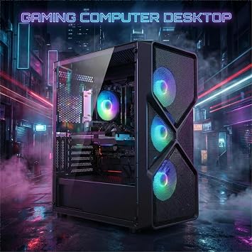 STGsivir Gaming PC, Ryzen 5 3400G, RTX 3050 6G, 16G DDR4 RAM, 1T SSD | Gaming Computer Desktop for Streaming,Video Editing,Homework, up to 4.2GHz, WiFi 6, BT 5.0, 4K,HDMI,DP, Win11 Pro, ARGB Case