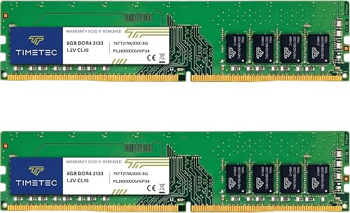 Timetec 16 Go KIT(2x8Go) DDR4 2133 MHz (PC4-2133P) PC4-17000 UDIMM RAM de Bureau – Non ECC sans Tampon, 288 Broches, 1,2 V, CL15 Module de mémoire DIMM - 3