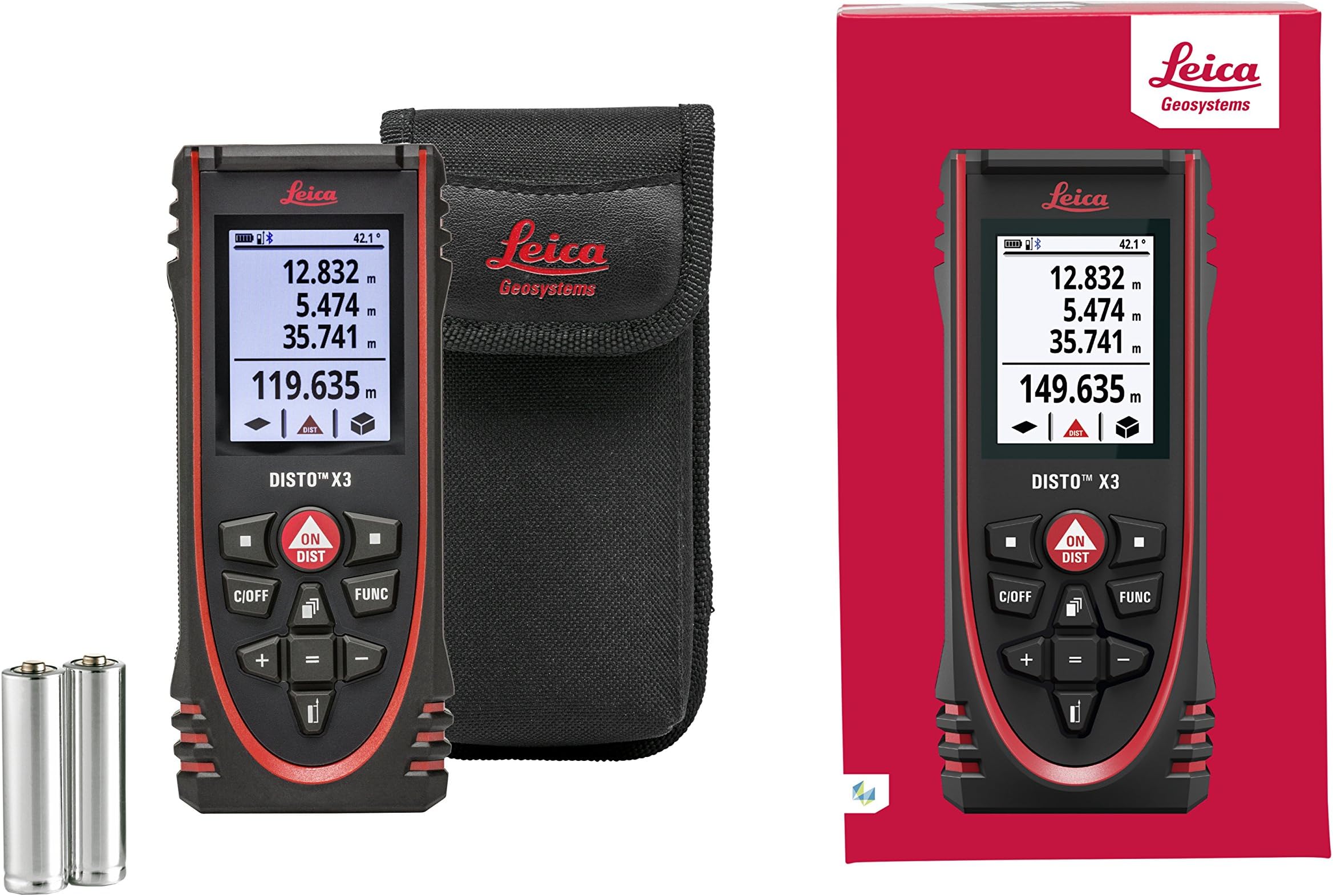 Leica Disto X3 Laser Distance Meter - 150m Measuring Range - Designed for Tough, Rugged Conditions - P2P Feature - Bluetooth - Disto Plan App