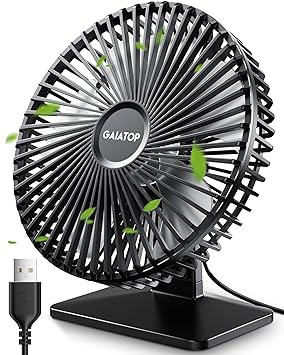 Gaiatop USB Desk Fan, 6.5 Inch Ultra-quiet, 90° Adjustment for Better Cooling, 3 Speeds Portable Mini Powerful Desktop Table Fan, Small Personal Cooling Fan for Home Office (Transparent) - image, photos