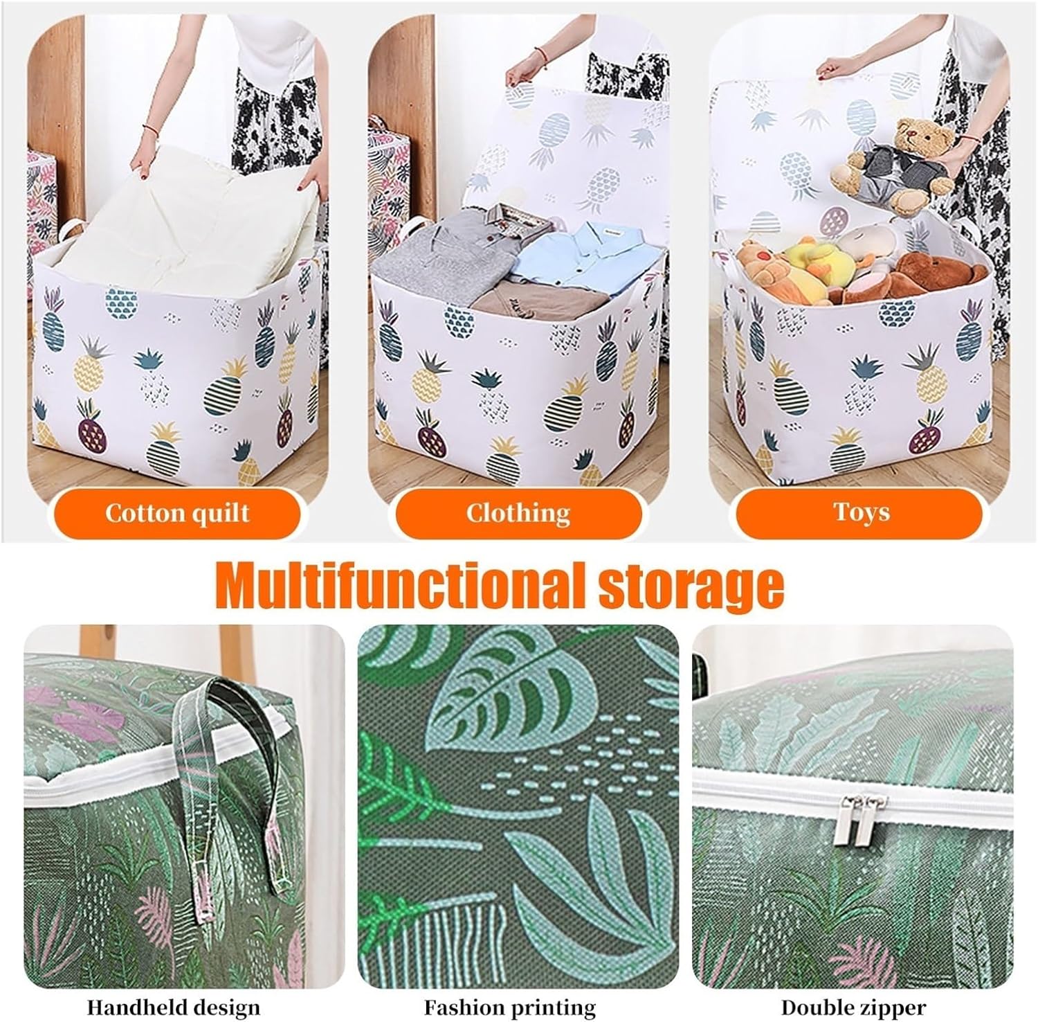 SBTRKT Durable Organizer Bag Cartoon Winter Clothes Cabinet Print Blanket Clothes Foldable Storage Box Sweater Quilt (Color : G, Size : 50x50x70cm-175L)