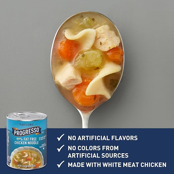 Progresso Traditional, 99% Fat Free Chicken Noodle Canned Soup, 19 oz. (Pack of 12)