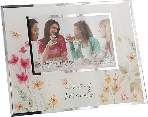 Pavilion Gift Company - Friends - Marco de fotos de vidrio con espejo - Capacidad para fotos de 6 x 4 pulgadas, marco de fotos de amigos, regalo