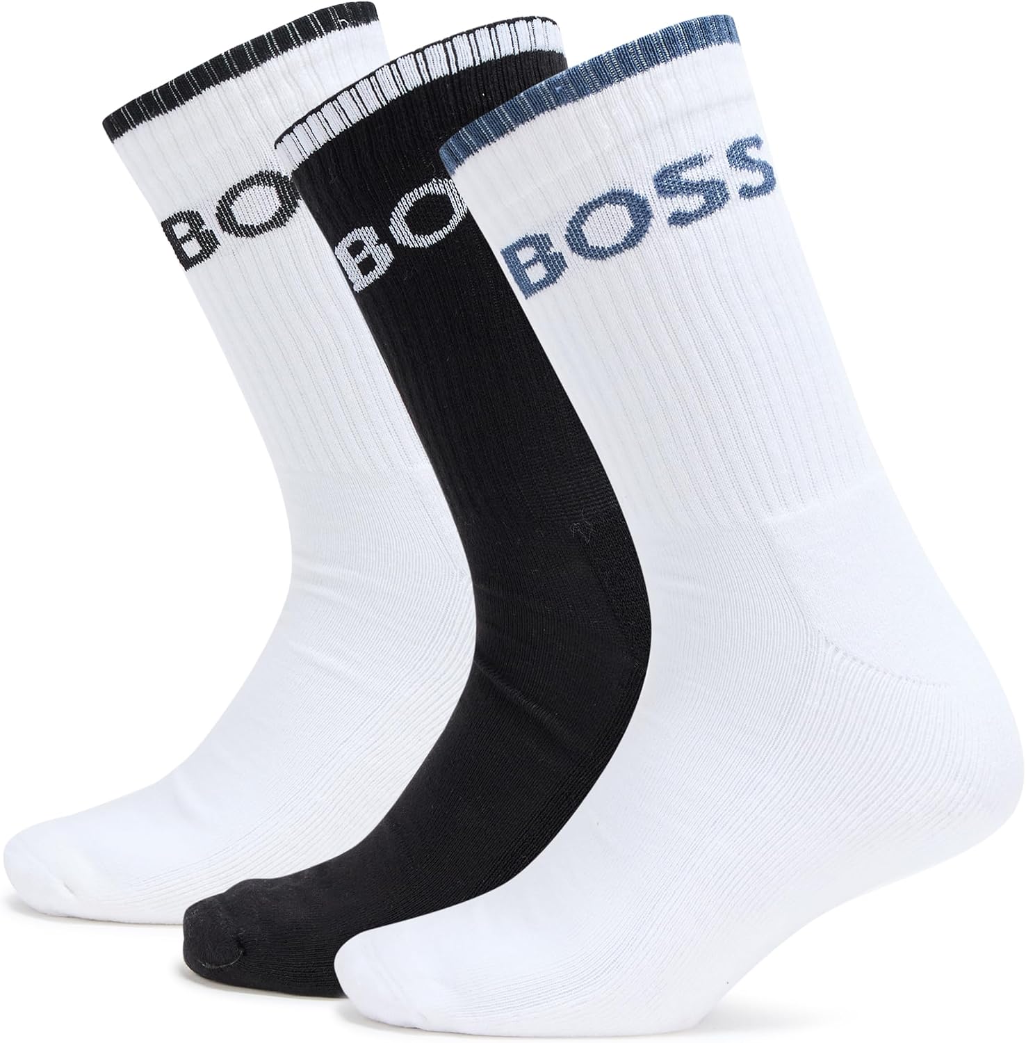 BOSS Men's Six Pack Quarter Length Socks With Banded Branding