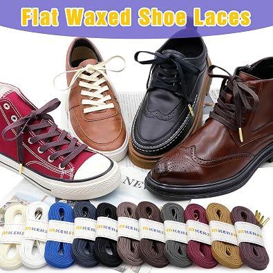 Flat Waxed Boot Shoelaces: Wax Cotton Shoe Laces with Metal Tips