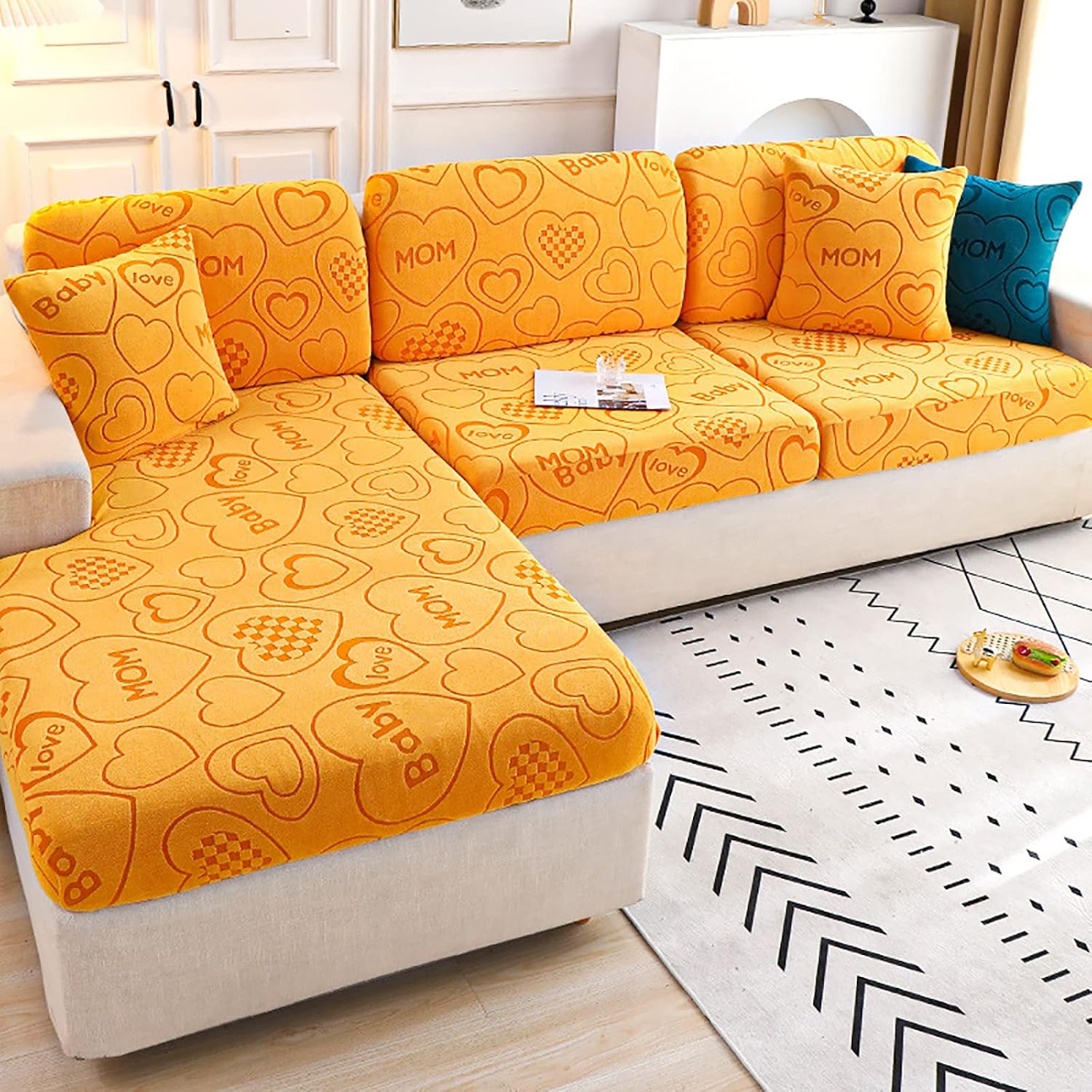 Stretch Sofa Slipcover, Ultra Soft Polyester Sofa Cover Cushion Couch Covers Furniture Protector with Elastic Bottom Anti-Slip Jacquard Fabric for Pets Kids (C 3)