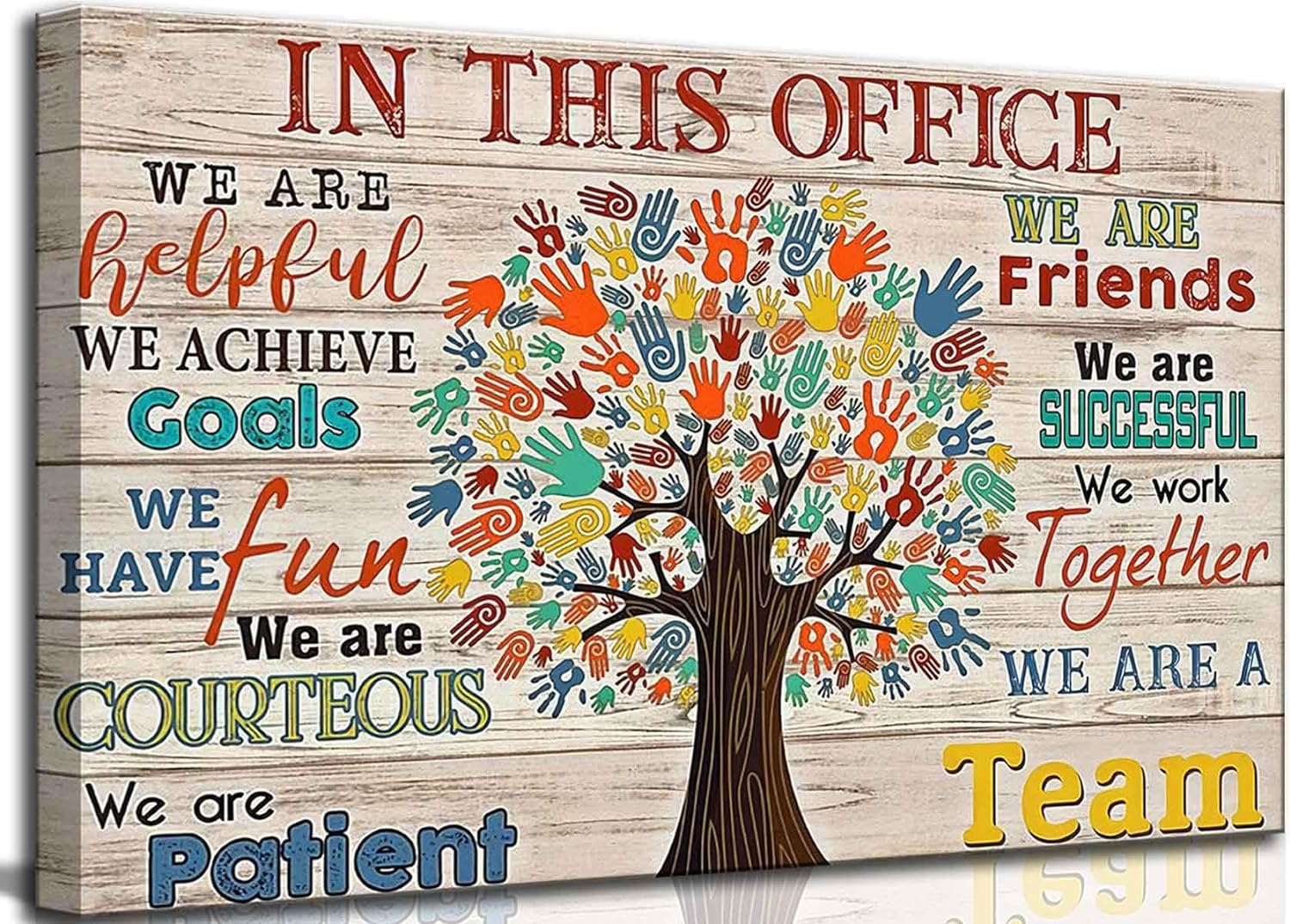 Inspirational Colorful Tree Canvas Wall Art Inspiring Motivational Quote In This Office We Are A Team Picture Wall Decor Poster Print Artwork for Classroom Study Bedroom Home Decoration Tree 36"L x 24"W