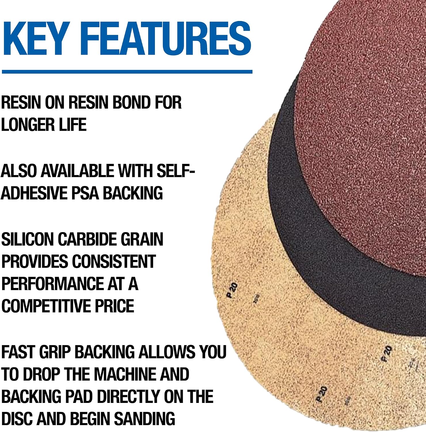 Mercer Industries 44817020 Silicon Carbide Floor Sanding Disc, Double Sided, 17" x No Hole, Grit 20Comb, 20-Pack