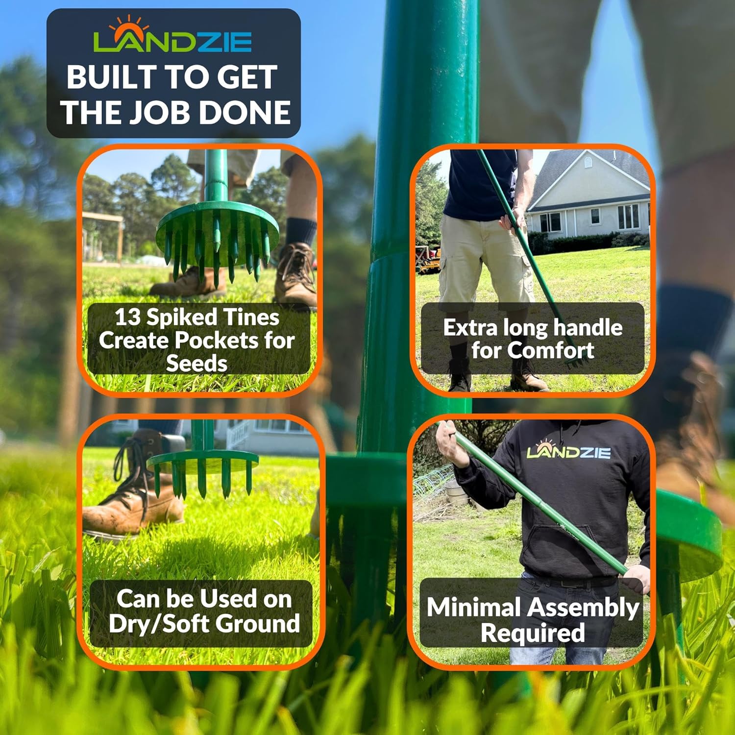 LANDZIE Spot Seeder Lawn Aerator and Grass Patch Repair Tool - Spike Seeding and Slit Seeder Aerator Lawn Tool for Lawn Repair & Dog Spots Heavy-Duty Spot Aerator Dethatcher for Grass