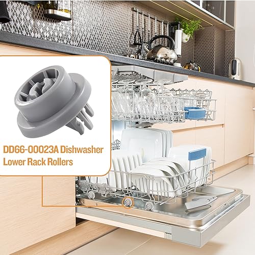 Miniatura 7 de DD66-00023A Rodillos inferiores para lavavajillas (paquete de 8) Reemplazo para lavavajillas Kenmore Samsung Parte # 2002711, PS4222532, AP4342187,