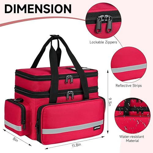 Miniatura 5 de Jaffzora Bolsa organizadora de medicamentos vacía, bolsa de enfermera de salud en el hogar, caja organizadora de botellas de píldoras, bolsa de