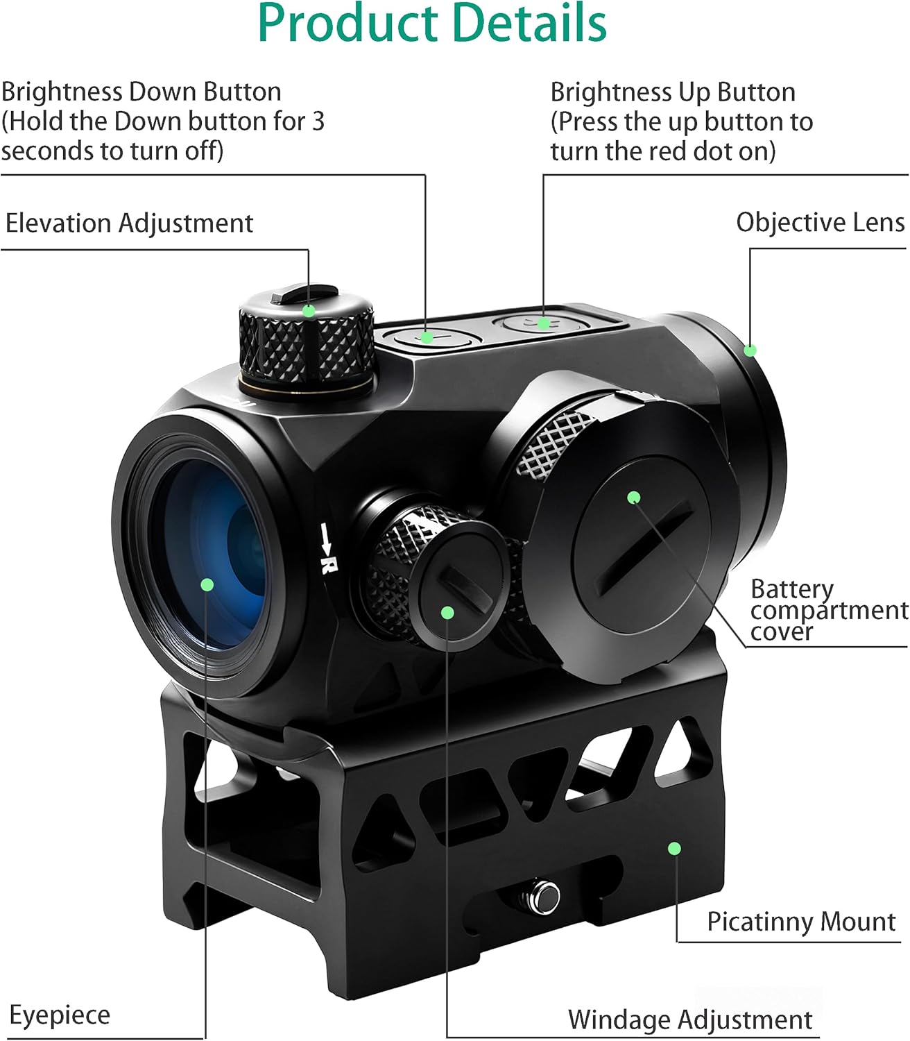 1X20mm Compact Red Dot Sight with Shake Activated Illumination Function,2 MOA Red Dot Reticle Gun Sight with Picatinny Mount Included Low-Profile Mount for Hunting Shooting