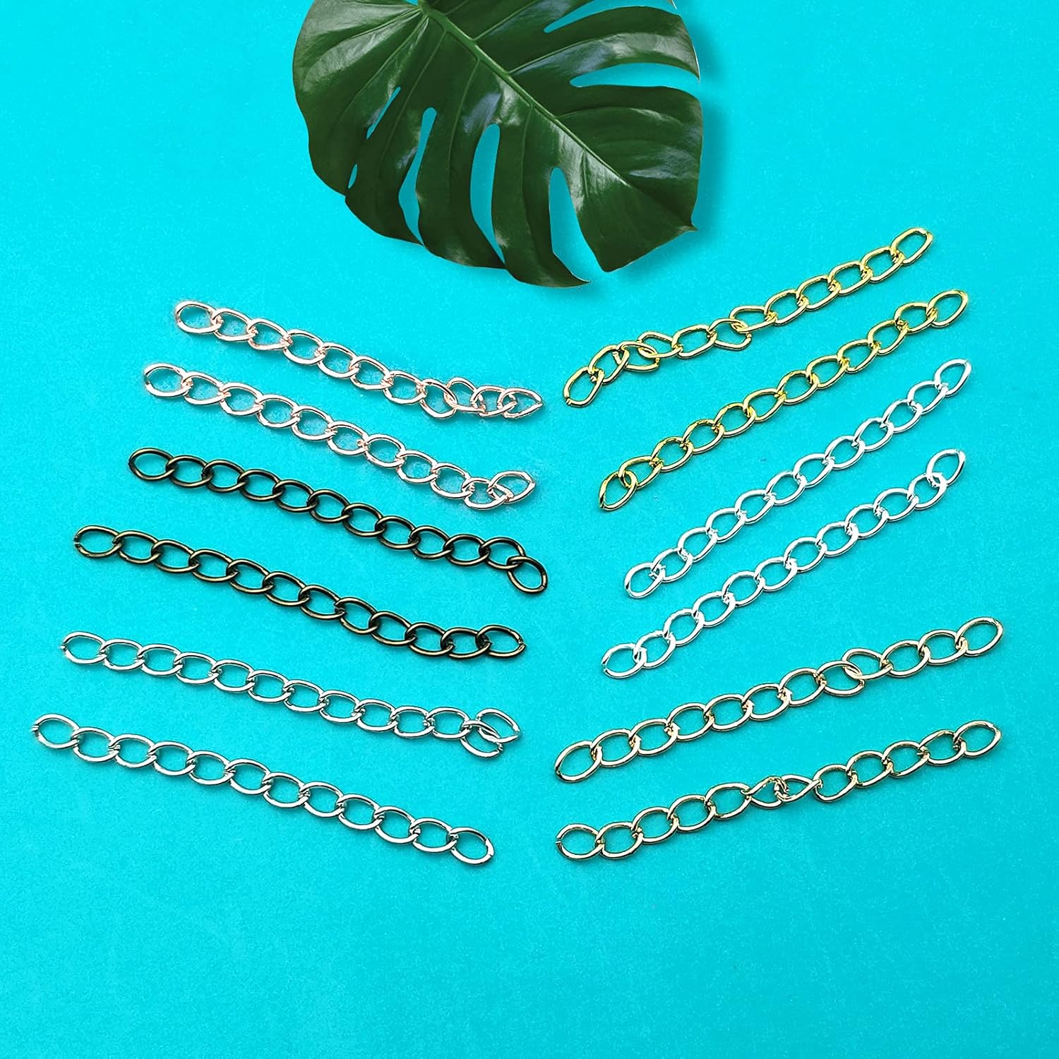 300Pcs Tail Extender Chain for Jewelry Making,Extension Chain Removable Stainless Steel Extension Chain 6Colors Bracelet Chain Extender for Necklaces Jewelry Making/Anklets/Bracelet/Key Chain - Image 7