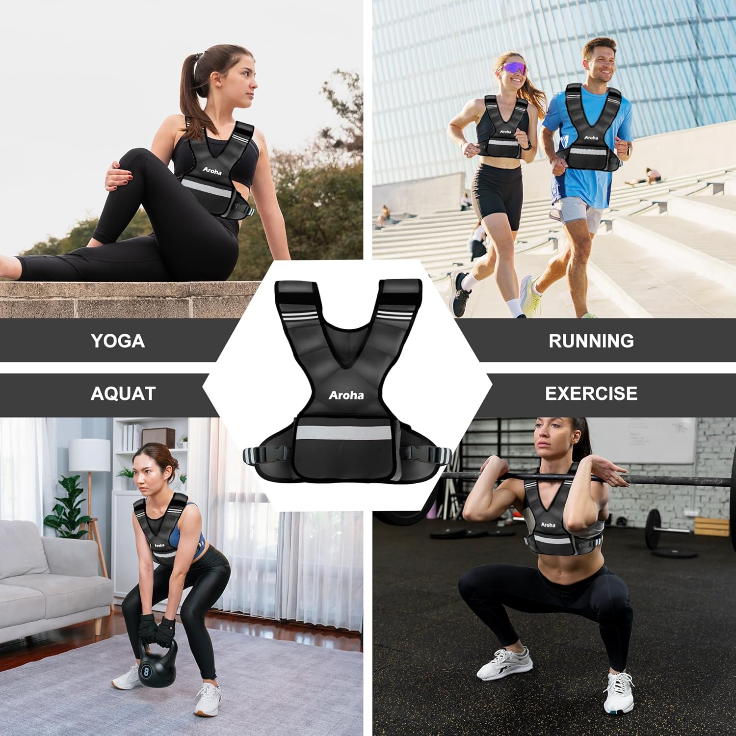 Adjustable Weighted Vest for Women & Men, 4-10lb/11-20lb/20-32lb Vest with 6 Ironsand Weights for Strength Training and Home Workout, Weight Vest with Reflective Strip for Running, Walking - Image 6