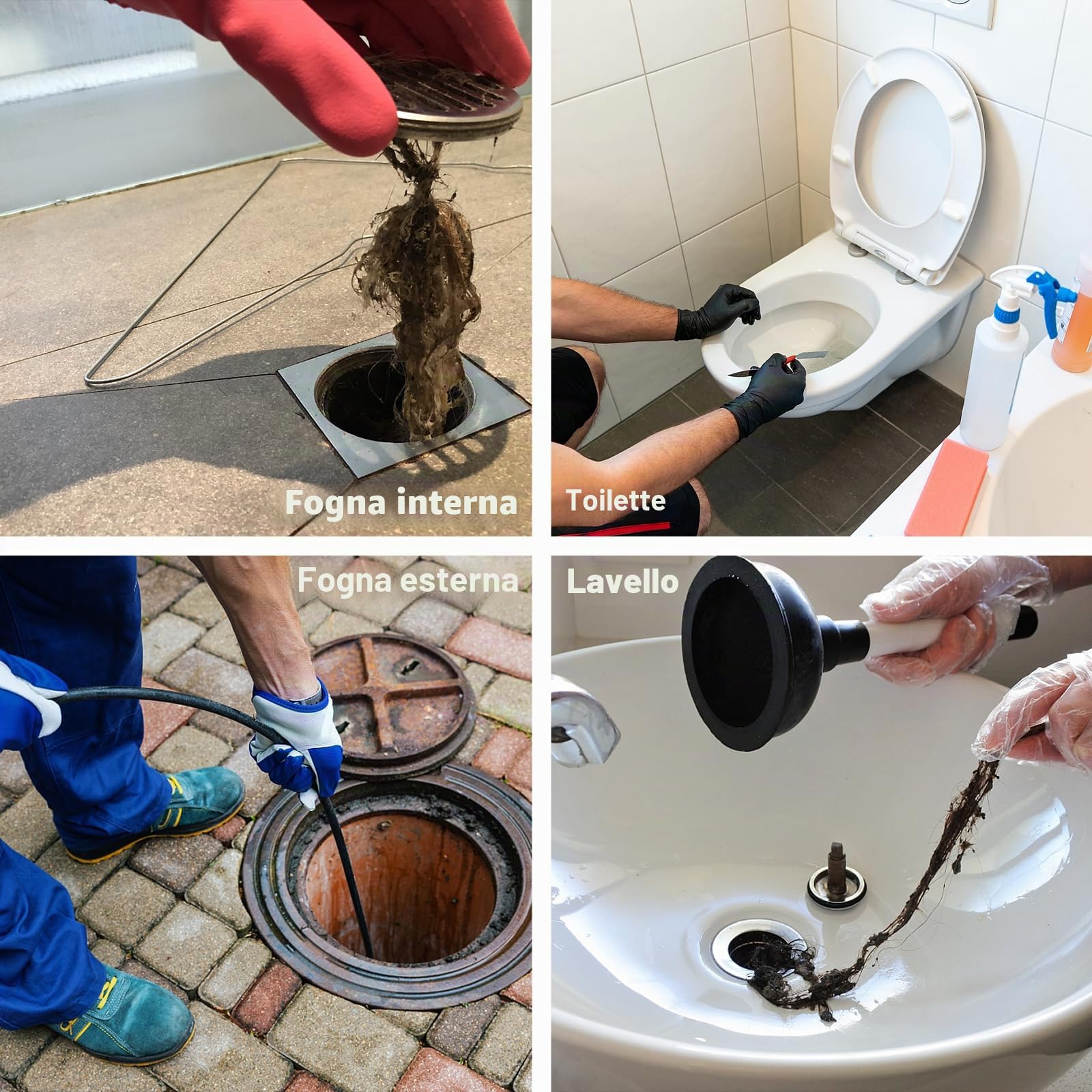 Gekufa Tubo Idropulitrice 30m, 200 bar inkl. Sonda Sturatubi per Idropulitrice Compatibile con Karcher, Parkside, Lavor, Bosch, Adatto per la Pulizia dei Tubi di Scarico