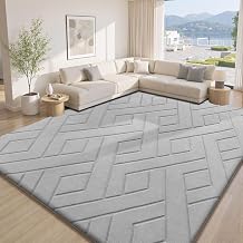 Treeboy Large Rugs for Living Room Bedroom Washable Carpet Grey Rug 120x160 | Thick Shaggy Area Rugs,Anti Slip Soft Fluffy Rug,3D Geometric Low Pile Bedside Carpets for Kids Bedroom Nursery No Shedding