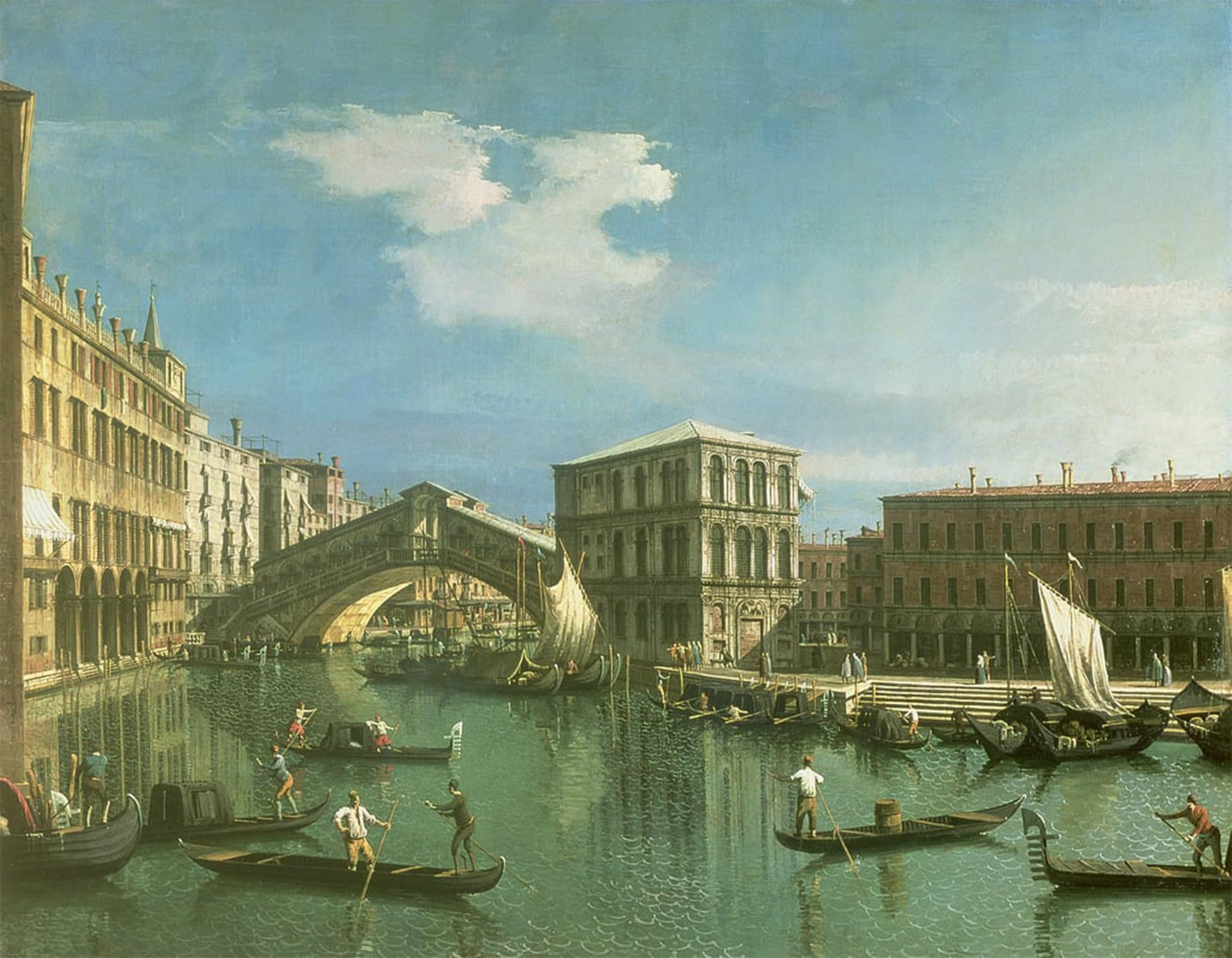 POSTERIIk Famous Animal Posters Vintage Picture The Rialto Bridge Venice by Antonio Canal Modern Wall Decor for Home Decor 60x90cm