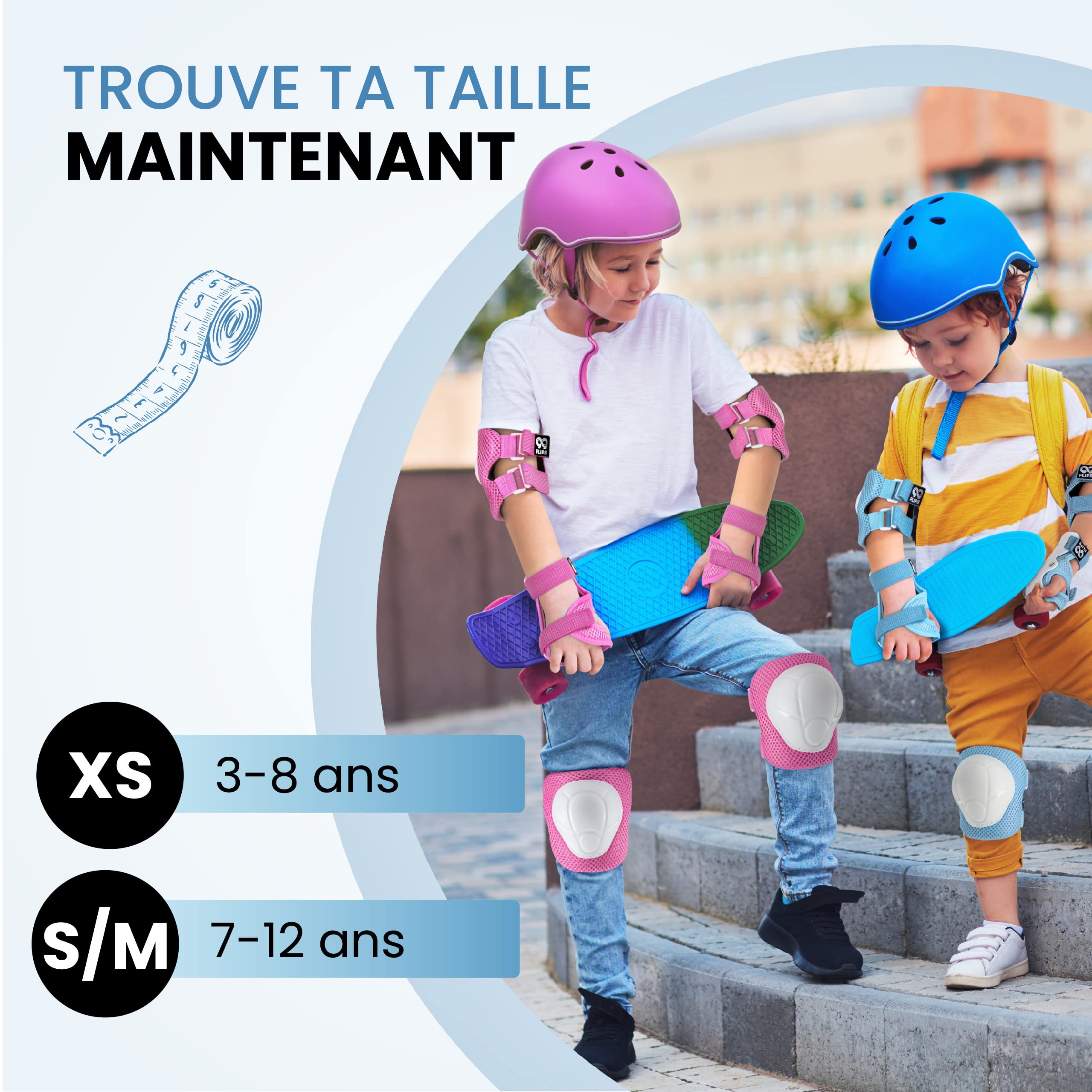99FLIPS Protectoren voor rolschaatsen voor meisjes, 3-12 jaar