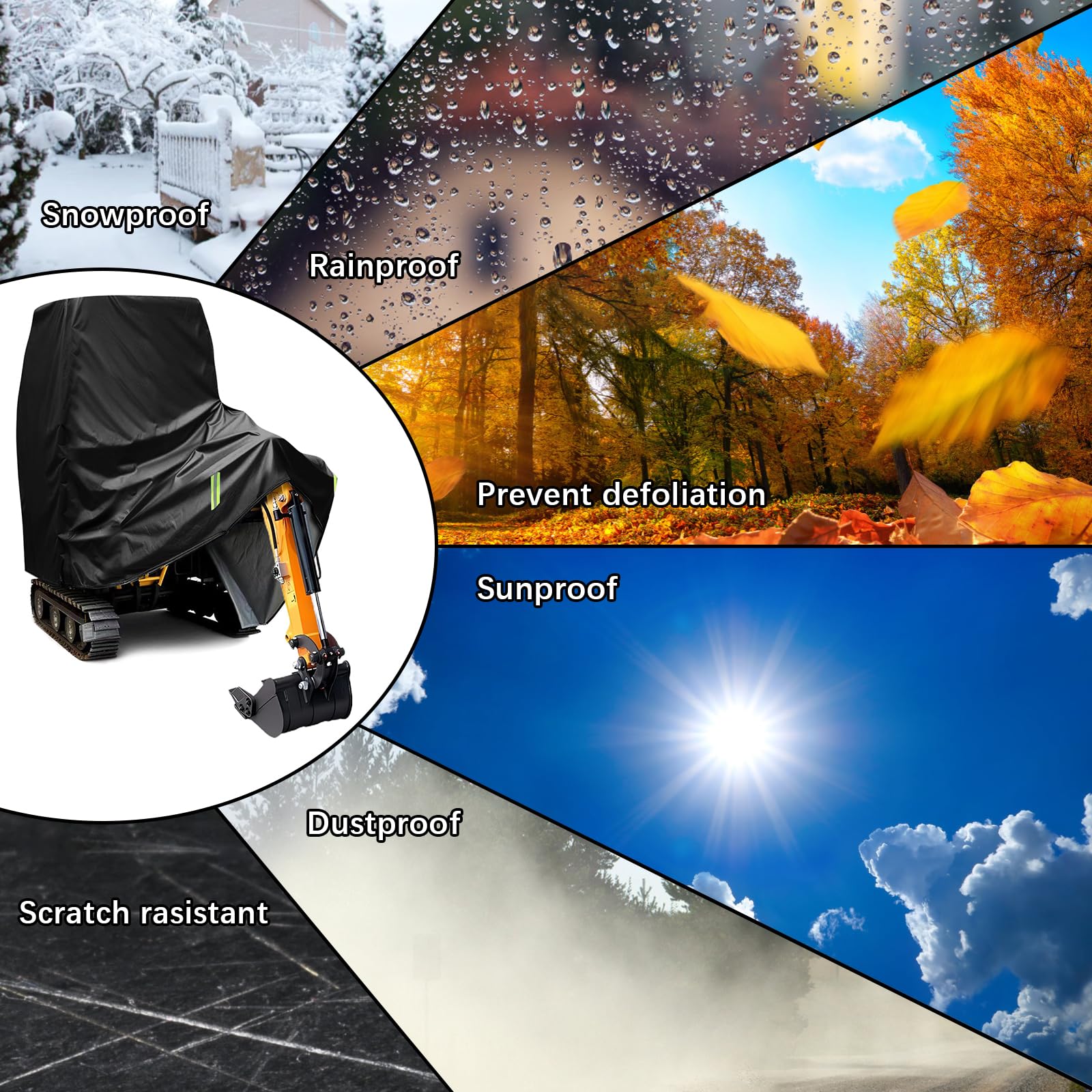 LIROPAU Cubierta para Miniexcavadora, Cubierta Protectora para excavadora, Cubierta para excavadora, Cubierta Protectora para excavadora a Prueba de Viento, Nieve, Lluvia, Polvo, Helada, protección UV