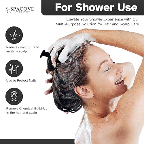 Miniatura 2 de SPACOVE - Masajeador de cuero cabelludo para el crecimiento del cabello con silicona suave, cepillo de champú para eliminar la caspa, cepillo de