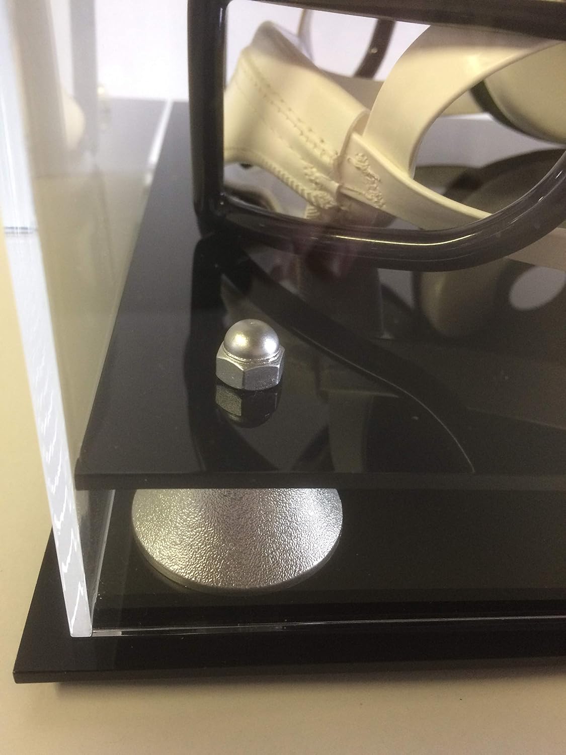 Football Helmet Display Case with Two Tier Silver Risers