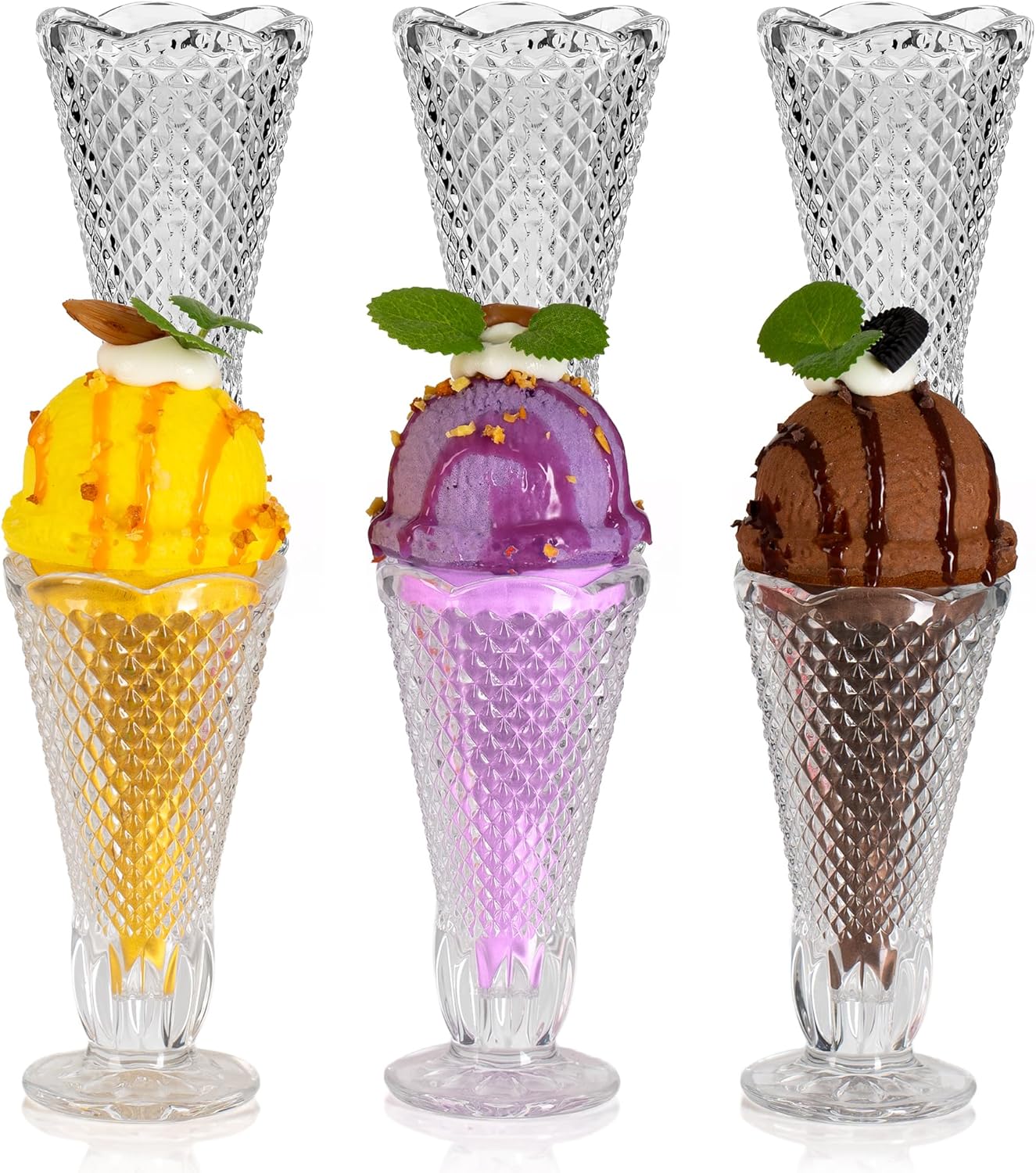 6 Pack 3oz Mini Glass Sundae Cups, Footed Glass Dessert Bowls, Milkshake Glasses Perfect for Dessert Ice Cream Fruit Juice Cocktail Drinks, Appetizer Cups for Party