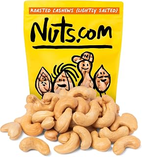 Nuts.com Lightly Salted Roasted Cashews - Creamy Savory Healthy Snack, Vegan Gluten-Free, Protein-Rich 2lb Bag