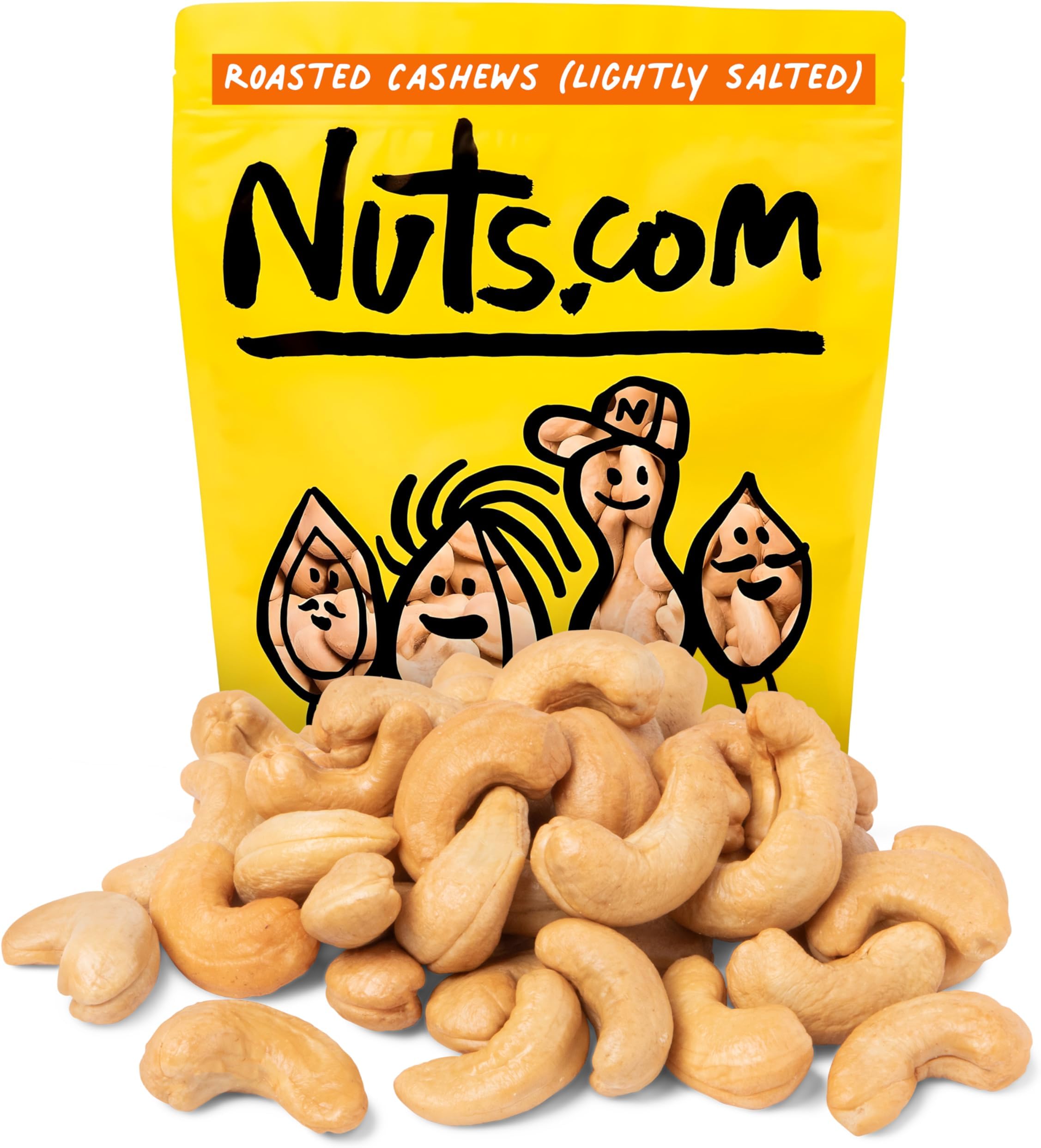 - Nuts.com โ Roasted Cashews (Lightly Salted) โ Creamy & Savory Flavor, Healthy Snack for Adults & Kids, Good Source of Protein, Fiber, Calcium, Iron & Healthy Fats โ Vegan & Gluten-Free โ 2 Lb Bag