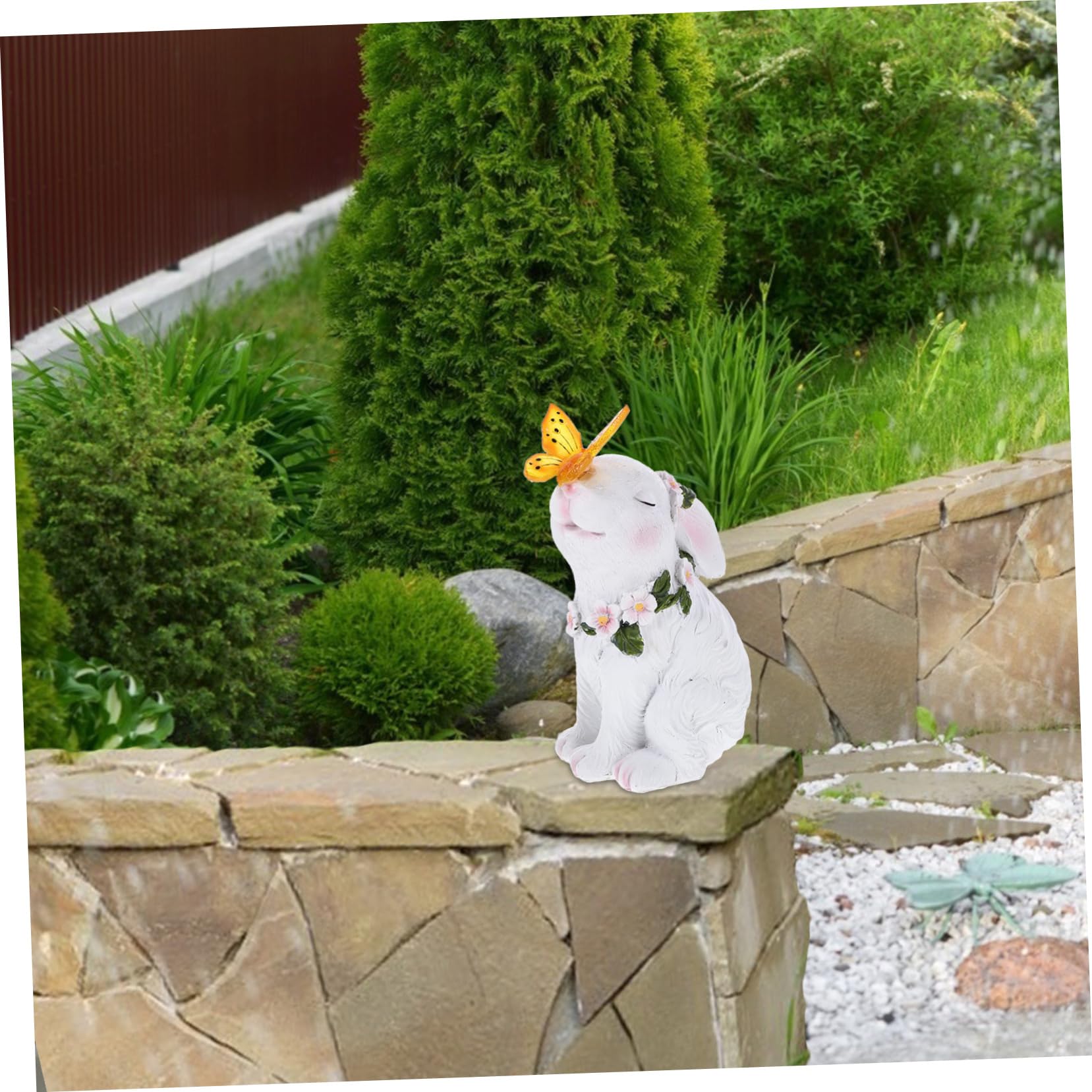 BESTonZON Ornement Lapin Animaux de Plein air décor de Lapin drôle lumière de Statue de en Plein air Ornement de Jardin décoration de Jardin Solaire résine Blanche