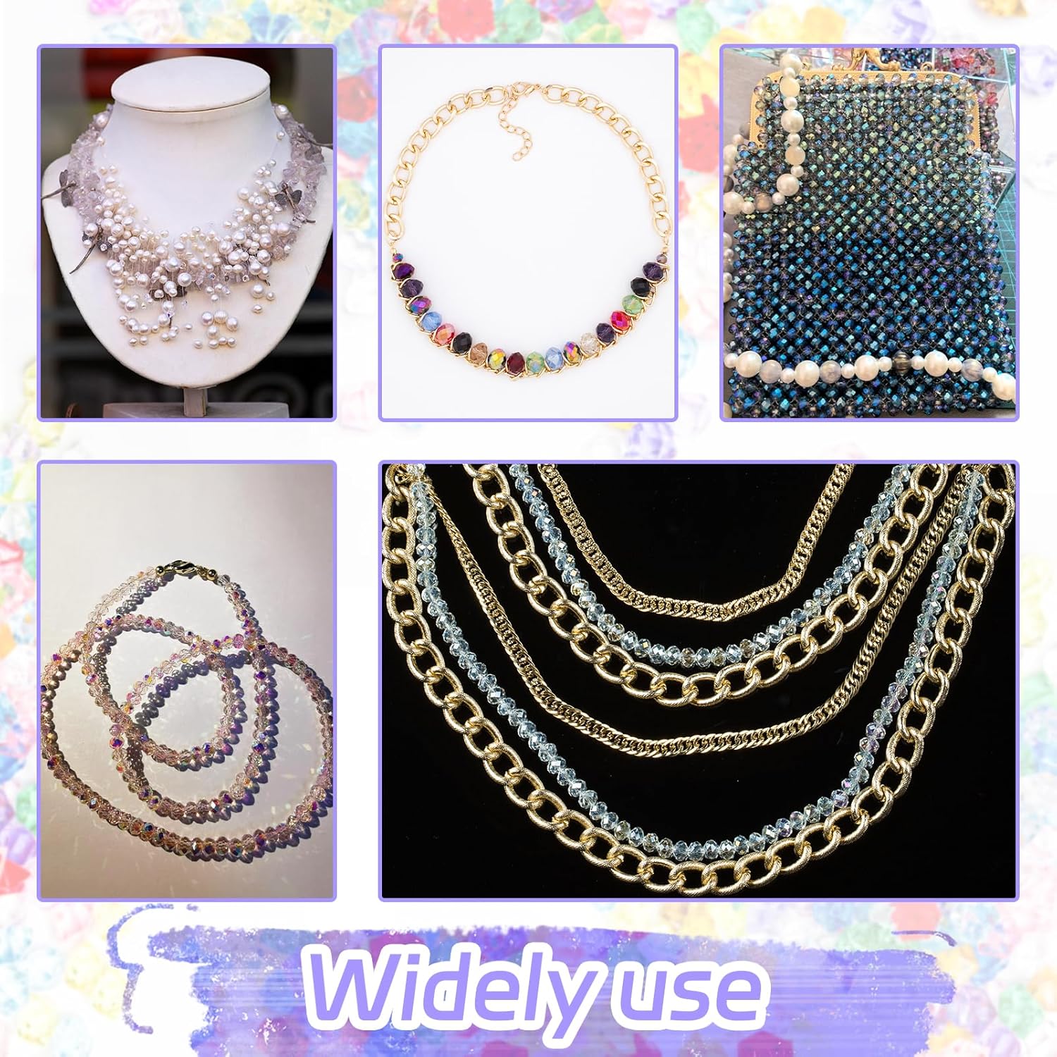 1600 Pcs Faceted Glass Beads, 10 Strands 3 mm Round Crystal Beads for DIY Jewelry Making-Lake Blue - Image 4