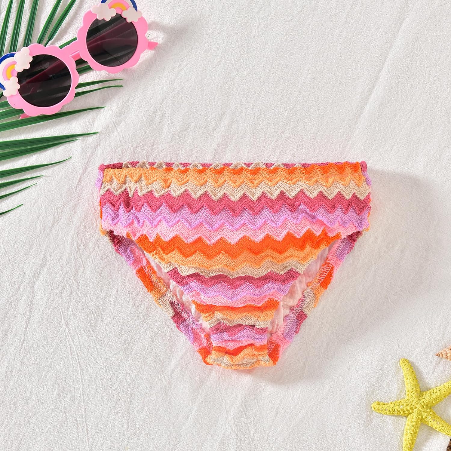 Toddler Girls 3 Pieces Bikini Swimsuit Set Color Block Stripe Bathing Suit Swimwear with Cover-Up Pant