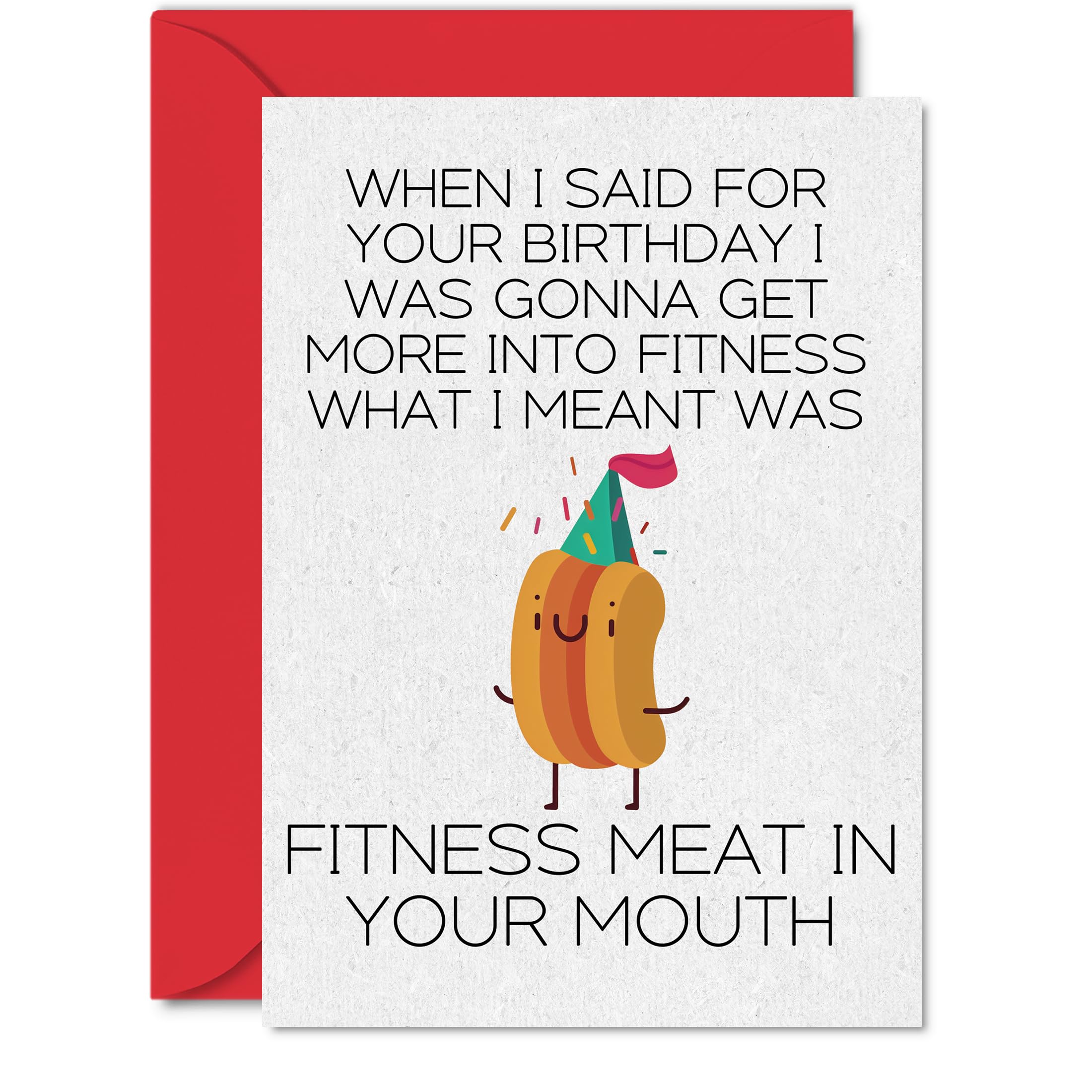 Funny Birthday Cards for Women - Fitness Meat - Adult Happy Birthday Card for Girlfriend Wife Partner, 5x7 Inch Inappropriate Humorous Bday Greeting Cards Her