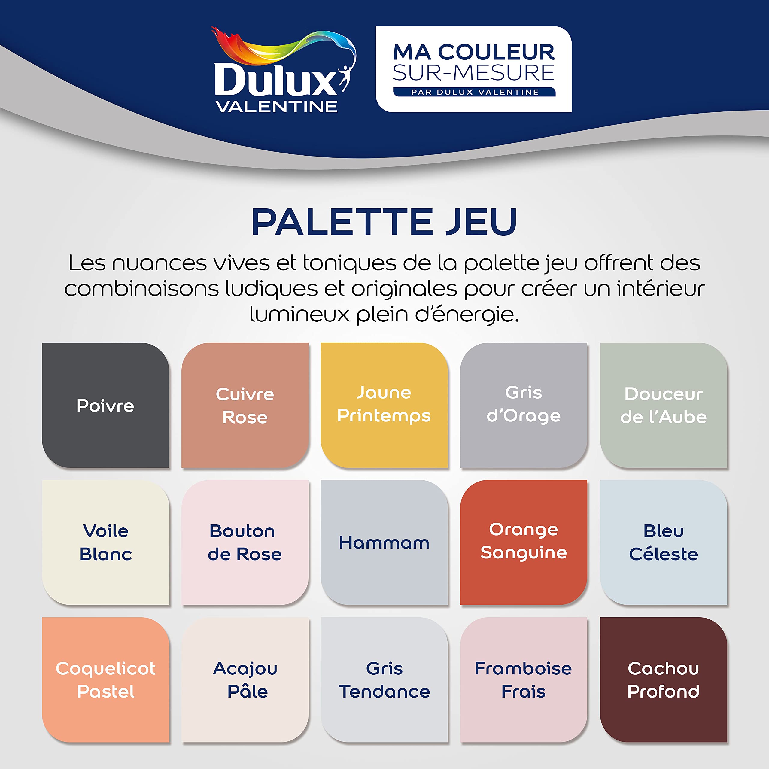 Ma Couleur Sur-mesure par Dulux Valentine – Peinture Intérieure Murs, Plafonds, Boiseries - Facile à appliquer - Satin Voile Blanc 10 L