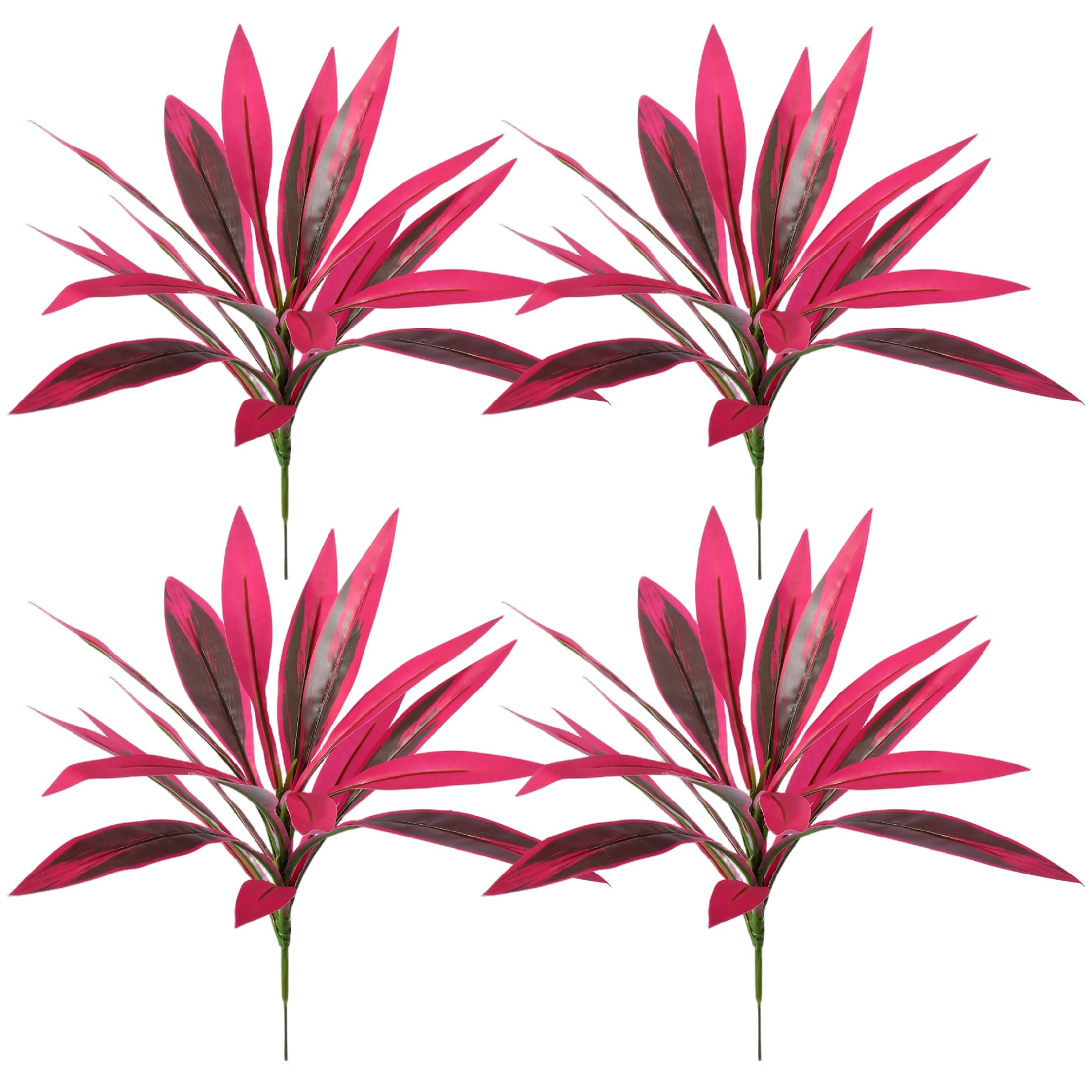 Monetais Ferns Artificial Plants Outdoor, 4pcs Artificial Fern & Dragon's Blood Tree Mix, Outdoor Plants with Red-purple Leaves, Patio Garden Balcony Decor Ferns