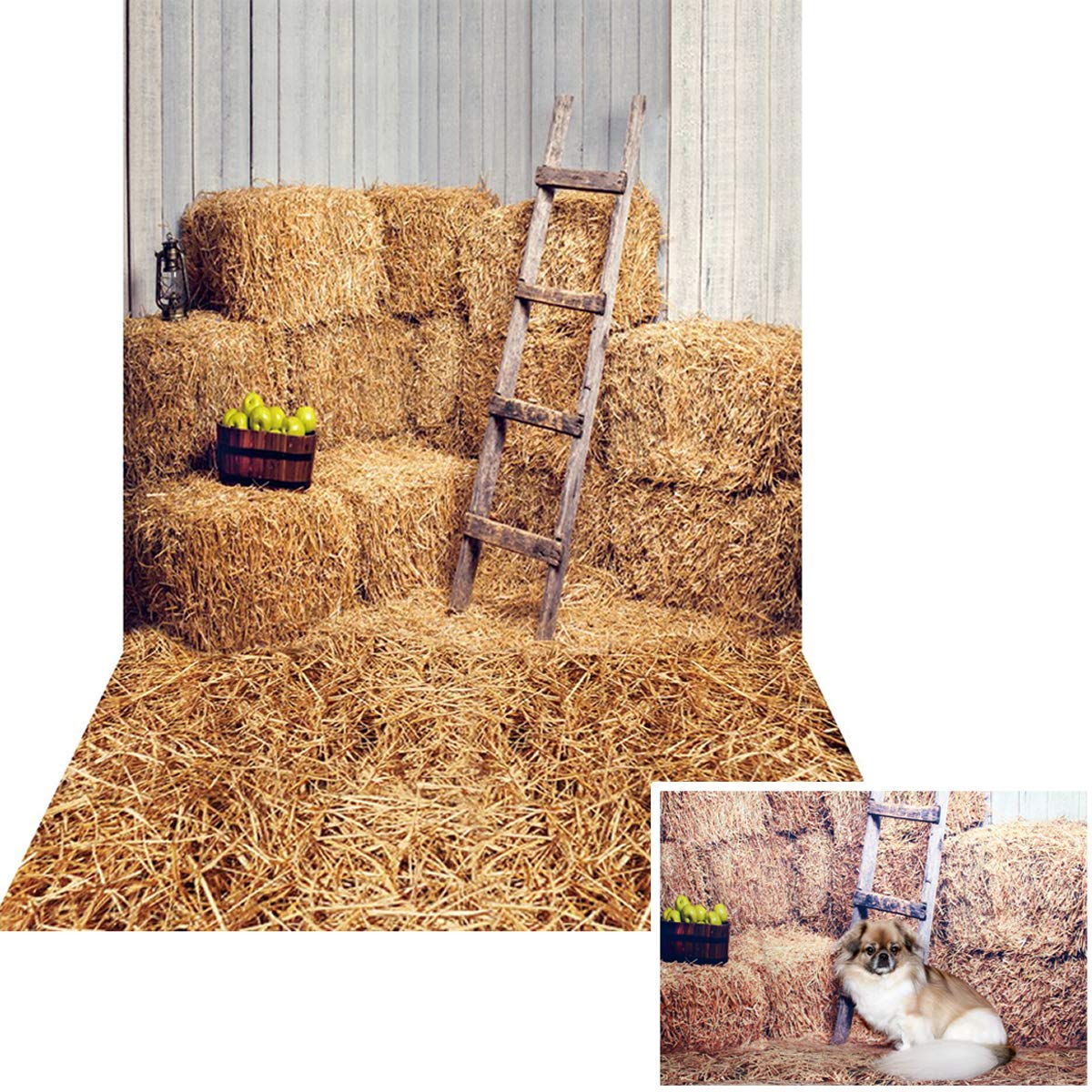 HUAYI 5x10ft Yellow Fall Photography Backdrops Farm Haystack Backdrop Barn Background Photo Booth Props KP-006
