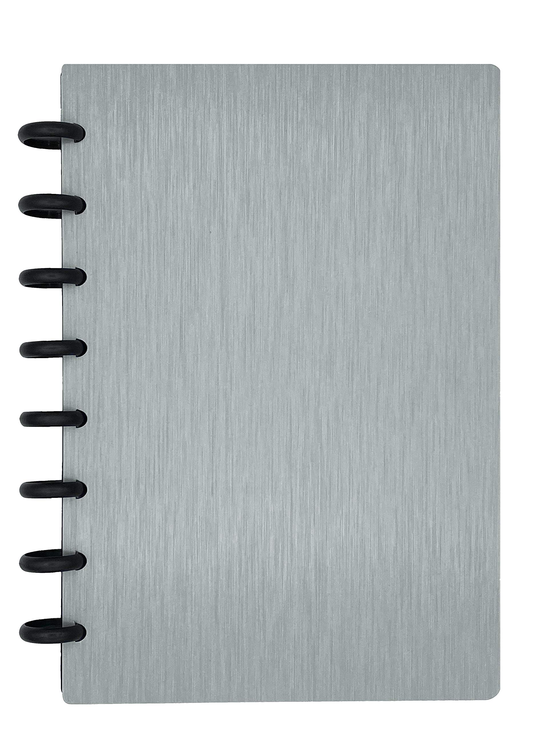 Eleven Discs Discbound Notebook, Junior Size, Brushed Poly Cover, Heavyweight Paper, 50 Dot Grid Sheets (Gray)