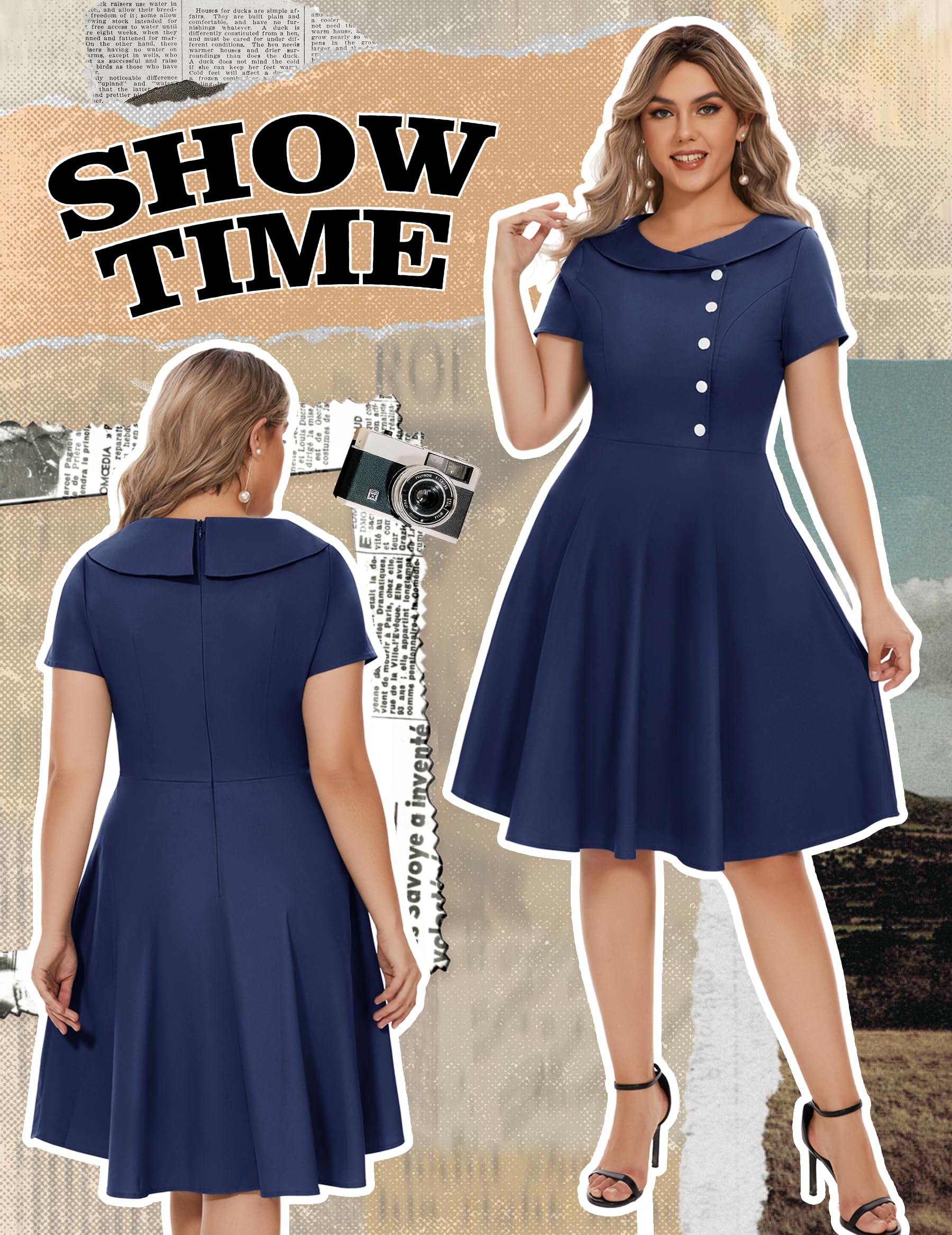 Wedtrend Sukienka koktajlowa, damska, rockabilly, odświętna, wieczorowa, krótka, vintage, w stylu lat 50. XX wieku