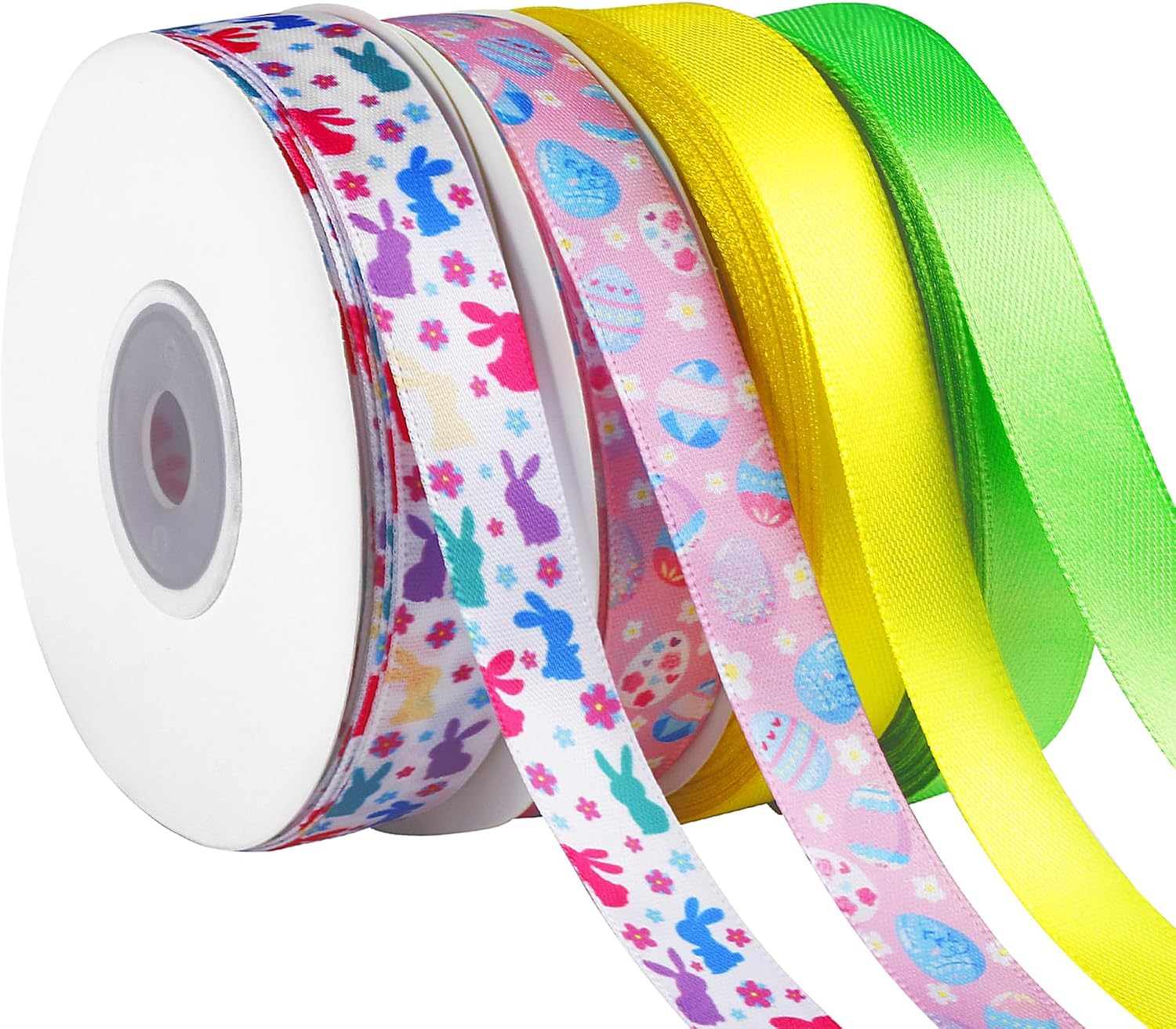 4 Roll Butterfly Stain Ribbon, 5/8" Fabric Ribbon for Craft Purple Butterfly Floral Theme Ribbon Gift Wrapping Wedding Birthday Party Decoration