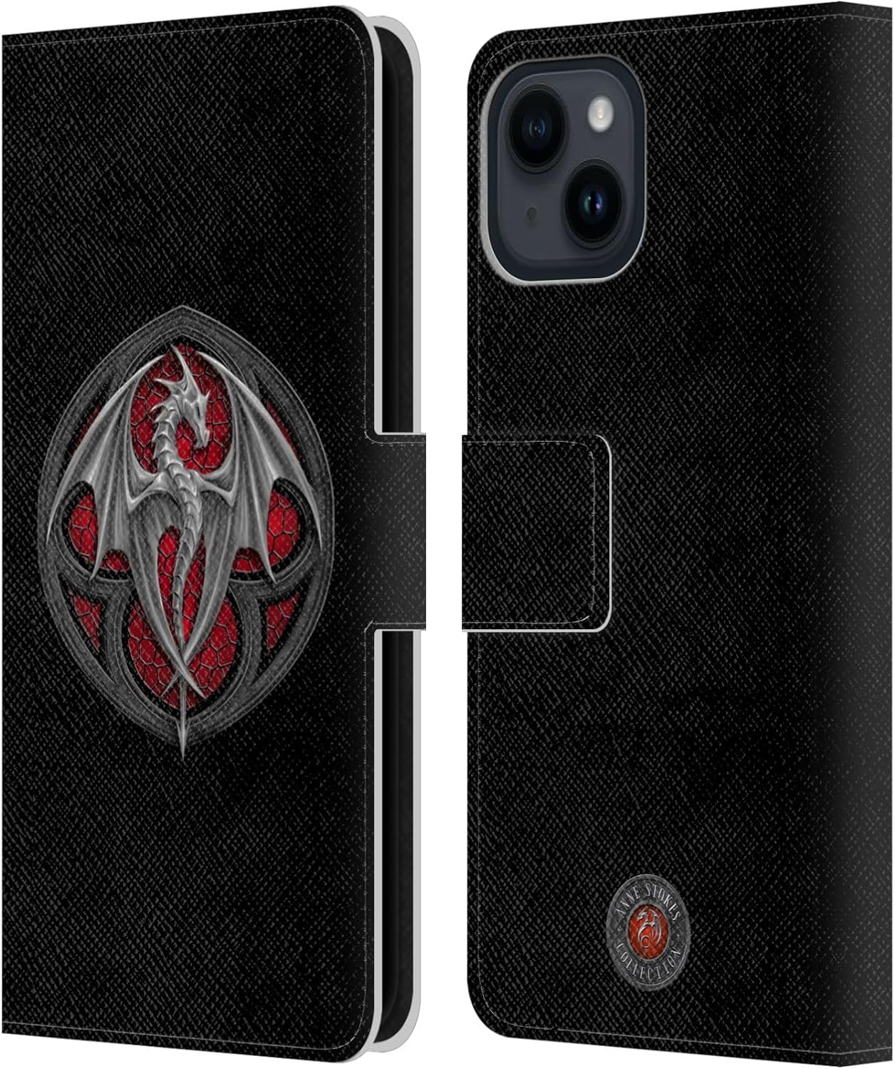 Head Case Designs Officially Licensed Anne Stokes Logo Dragons 4 Leather Wallet Case Compatible with Apple iPhone 15