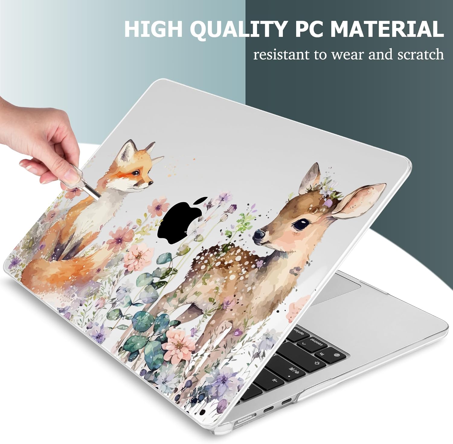 Mektron for 2025 M4 MacBook Air 13.6 Inch A3240 Case Fits 2023 A2681 M2 2024 A3113 M3 Chip with Liquid Retina Display Touch ID, Printed Plastic Hard Shell Cover for MacBook Air 13.6", Fox and Deer - Image 8