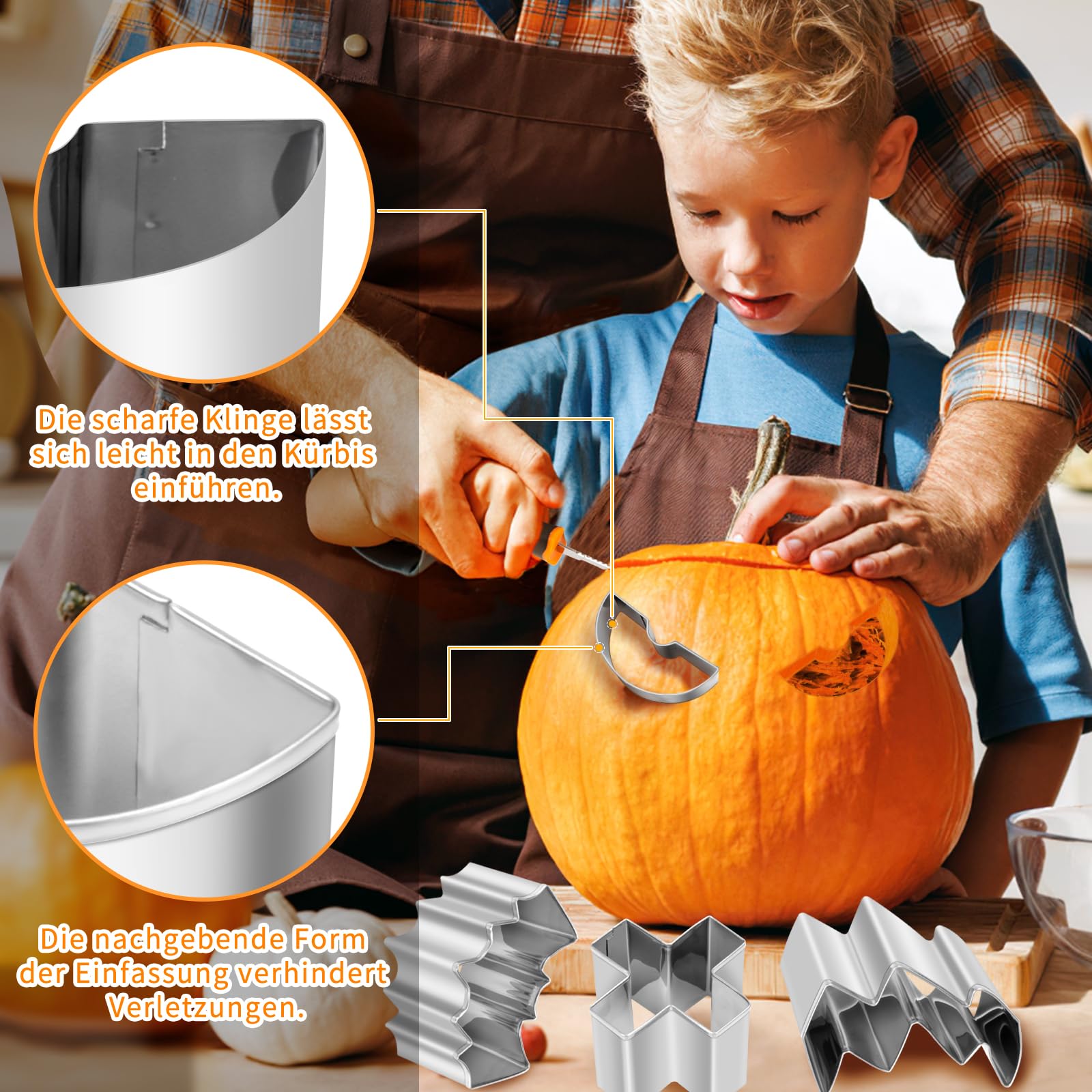 Dreamtop 14 pezzi Kit Intaglio Zucca Halloween Set Intaglio Zucca in Acciaio Inox fai da te Zucca Intaglio Strumento Incluso Mazzuolo di Gomma per Adulti e Bambini