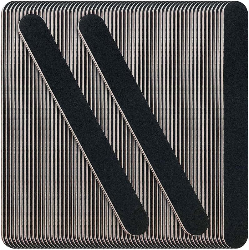60 Pack Nail Files, Black 100/180 Grit Double Sides Emery Boards Nail File, Reusable Professional Manicure Tool for Home and Salon